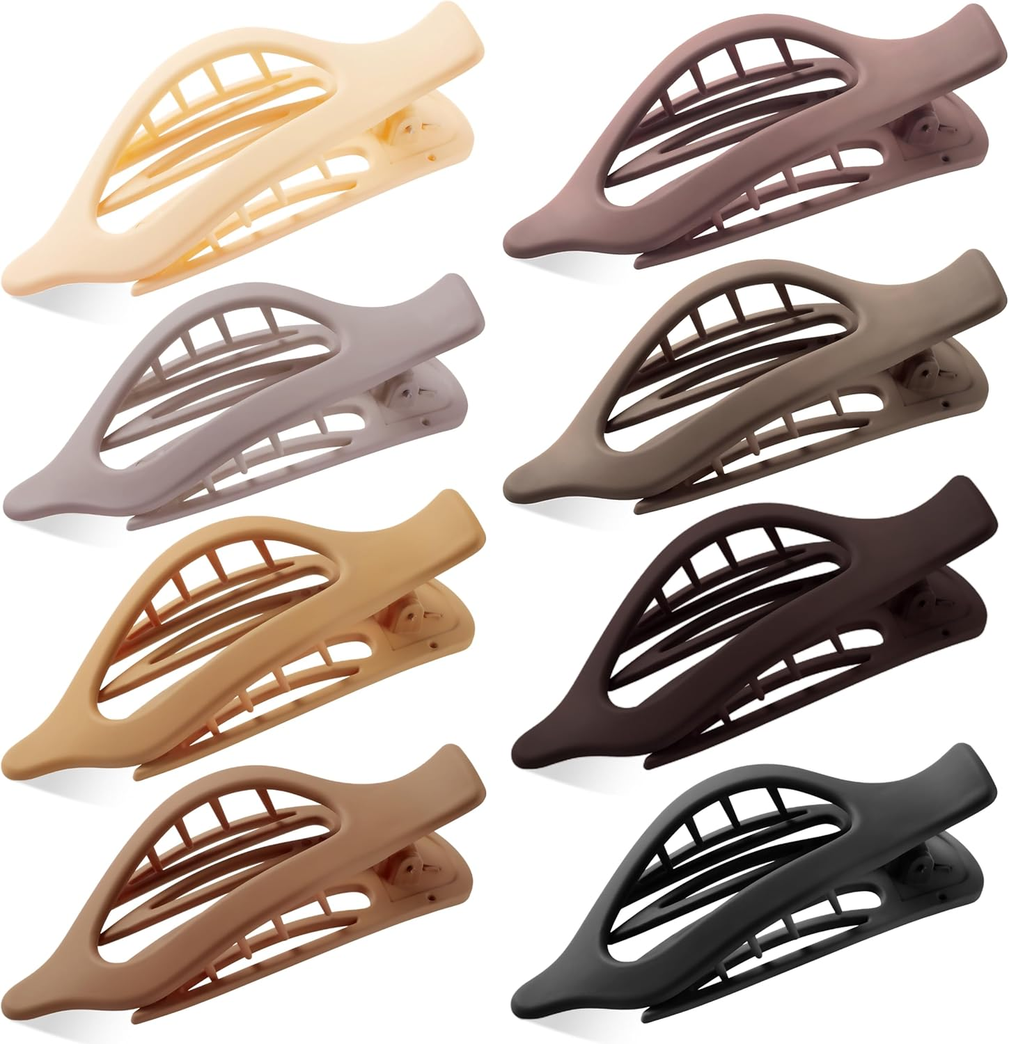 Flat Hair Clips for Women, 8 Pack French Concord Claw Clips for Medium Curly Hair, Strong Hold No Slip Grip Hair Claw Clips,Mother'S Day Gifts, Neutral Colors D