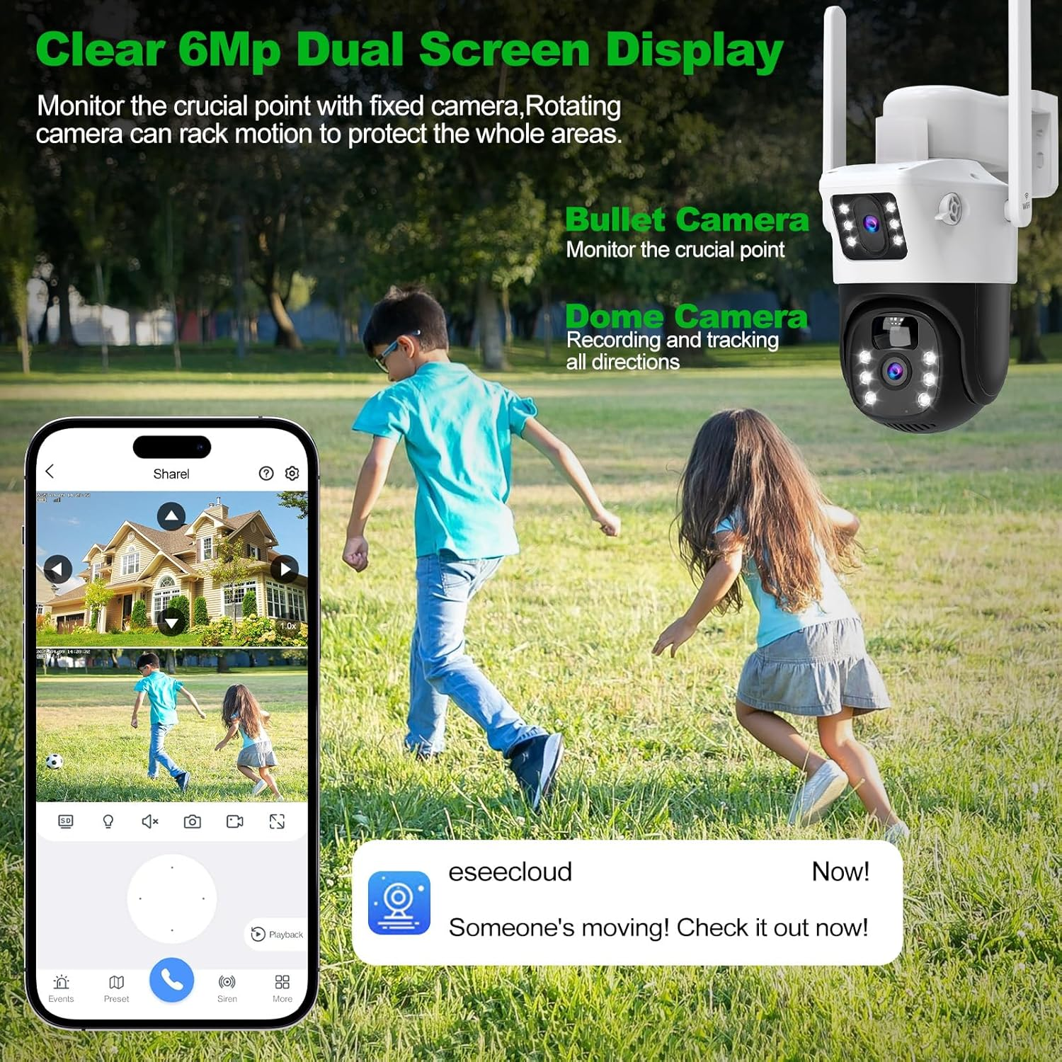 Oolong Security Camera Outdoor Wireless with Dual Lens Dual PIR,10400 Mah Battery,355&deg;P 90&deg;T, 8W Solar Panel,Solar Home Wifi Surveillance Ring Camera with Color Night Vision,64Gb Card Included,Ip66 image number 3