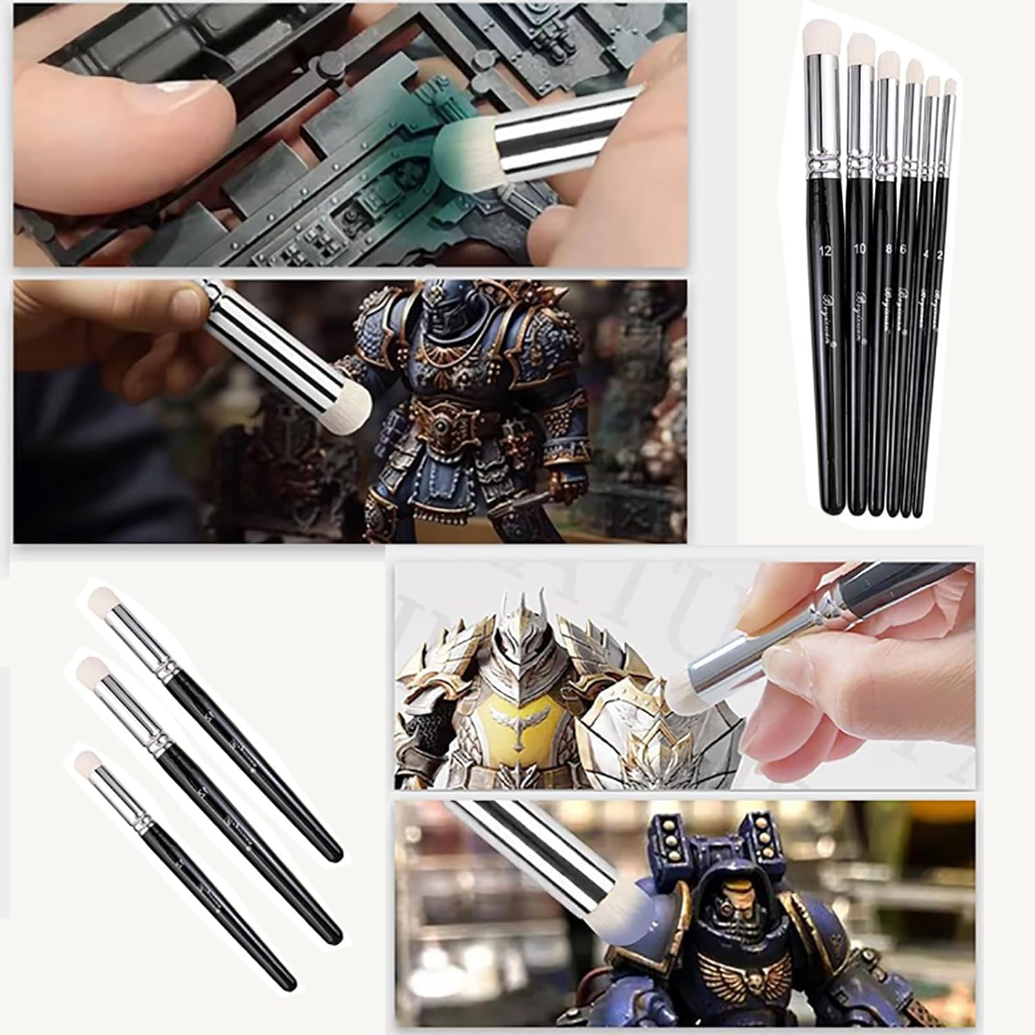 6Pcs Miniature Paint Brushes Drybrush Micro Detail Paint Brush Set, Small Fine Detail Brushes for Acrylic, Watercolors & Paint by Number, Figurine image number 6