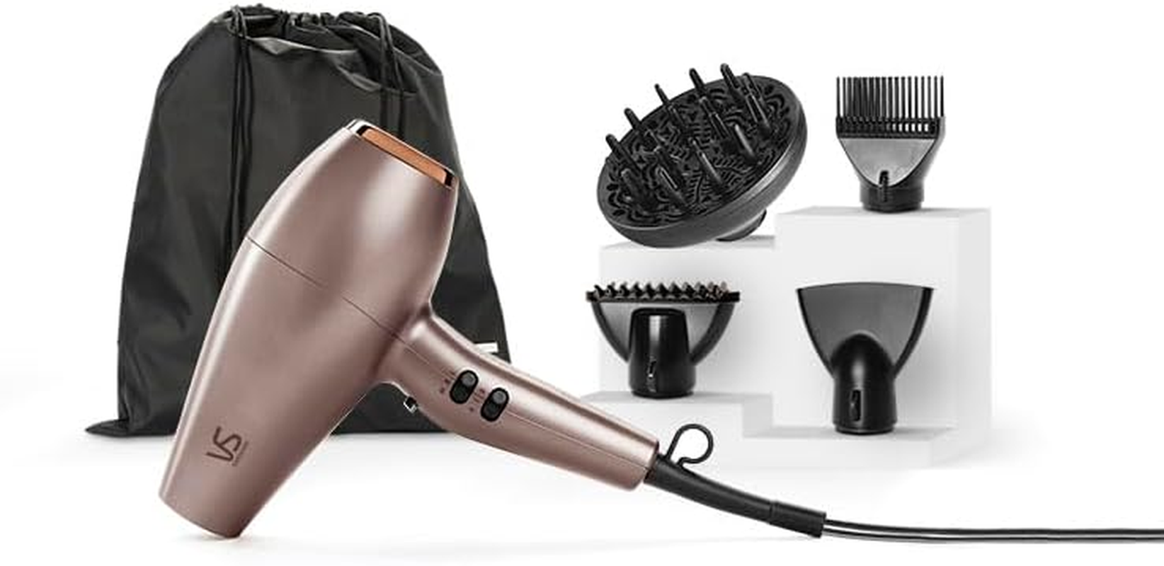 VS Sassoon Infinite Air AC Hair Dryer, 2200W Powerful Salon-Grade Motor, Ionic Conditioning, Ceramic Technology, 4 Styling Attachments + Storage Pouch image number 5