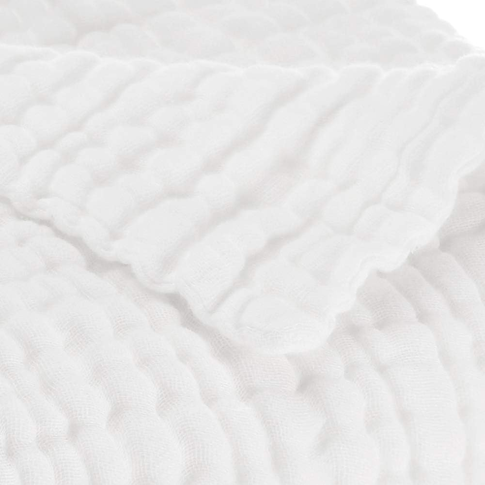 Aablexema Baby Muslin Bath Towels - Set of 2 Large Size 43X43 Inches Swaddle Blanket for Newborn Toddlers Boys Girls - Suitable for Baby'S Delicate Skin(White) - White  Green image number 5