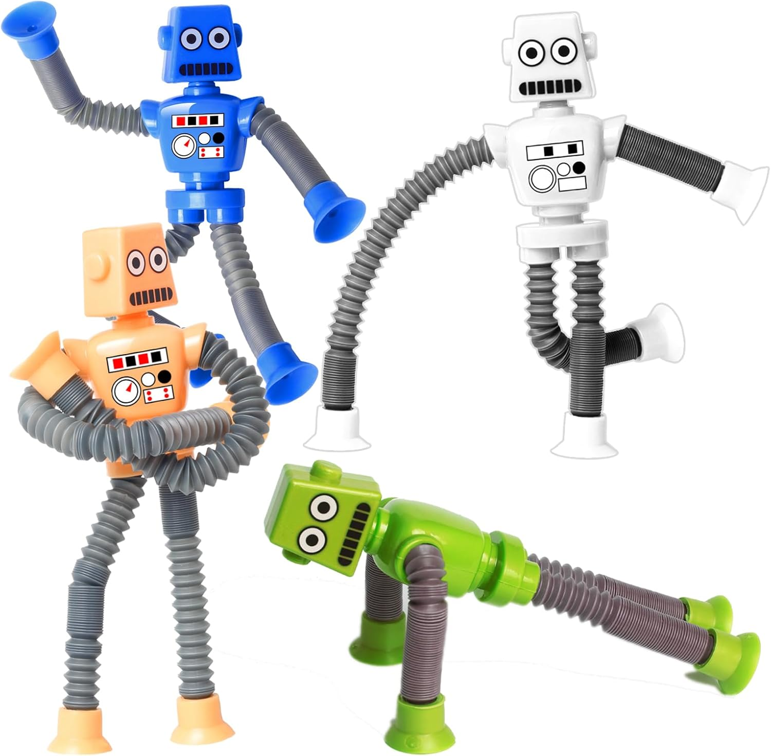 YAYOSUE 4PCS Telescopic Robot Suction Cup Toy, Shape Changing Tube Fidget Toys, Travel Toys Gift Easter Basket Stocking Stuffer for Kids image number 2