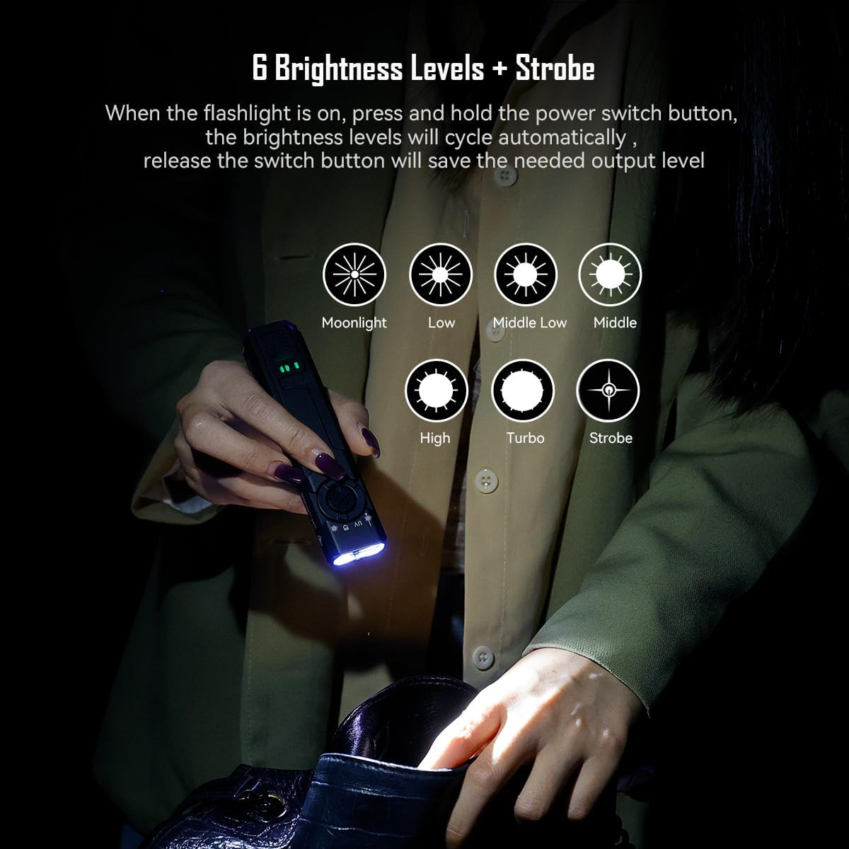 IMALENT GR35 2800Lumens Torch LED Flashlight Triple Light(White,Uv，Green Beam) Rechargeable Work Torch 426Meter Range 36H Life Suitable Waterproof for Work Emergencies Camping Exploration Dog Walking - Green image number 6