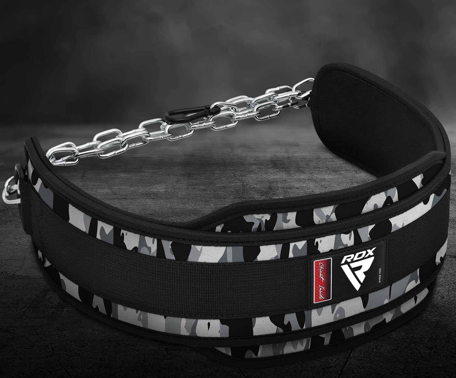 RDX Dip Belt with Heavy Duty 36 Inch Adjustable Steel Chain, Dipping Belt Chin Pull Ups Gym Training Weight Lifting Bodybuilding Powerlifting Workout, 6&rdquo; Padded Neoprene Back Support Men Women Fitness image number 1