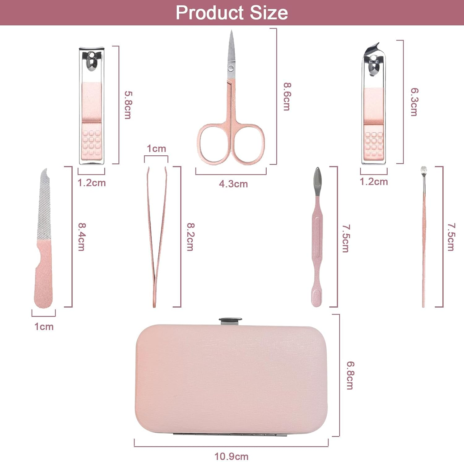 Premium Manicure Set, 7 in 1 Professional Nail Clippers Scissors Pedicure Kit, Stainless Steel Cuticle Nail Care Tools with Luxurious Travel Case, Portable Manicure Grooming Kit Women