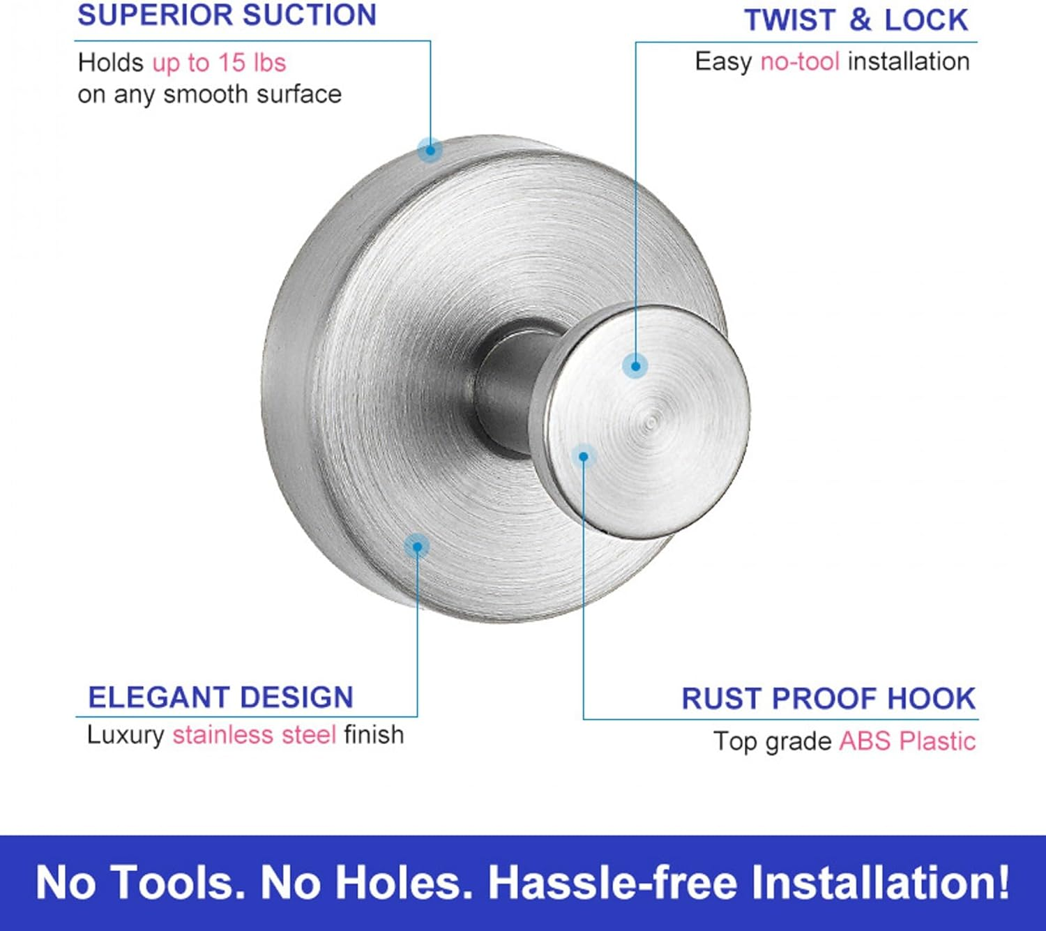 4PCS Bathroom Towel Hooks, Wall Mounted Coad Robe Clothes Hook, Stainless Steel Heavy Duty Hanger for Home Bedroom Kitchen (Silver) image number 2