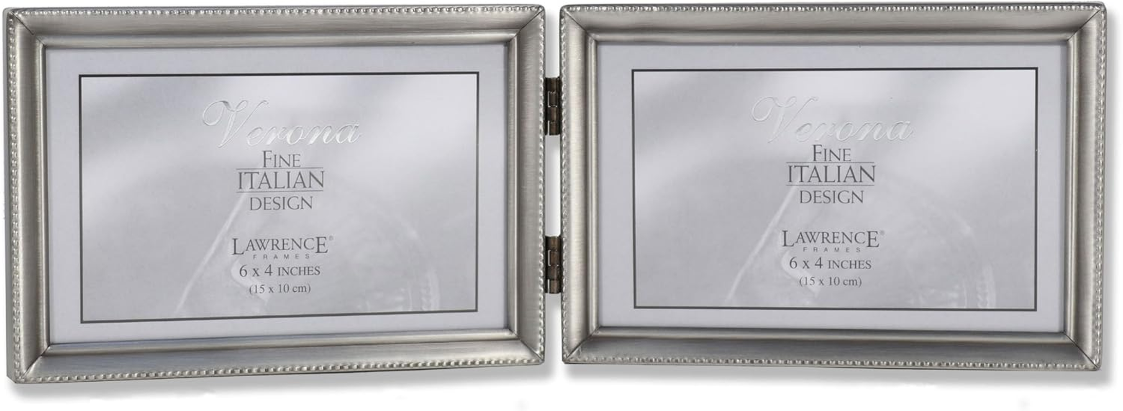 Lawrence Frames Antique Pewter 8X10 Hinged Double Picture Frame - Bead Border Design
