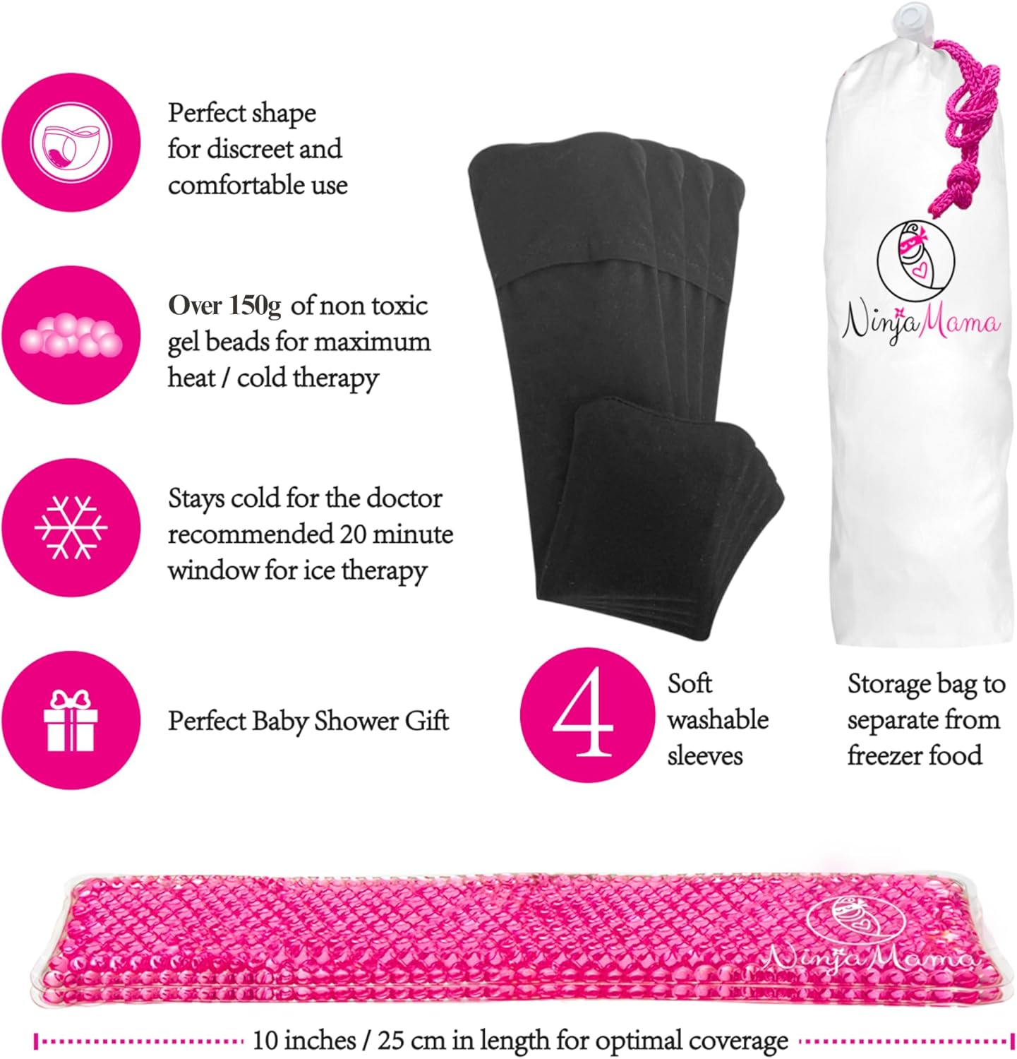 Ninja Mama C-Section Recovery Kit &ndash; Includes Peri Bottle, Silicone Scar Strips, Postpartum Underwear (5 Pack) & Hot Cold Therapy Packs &ndash; Essentials for C-Section Healing image number 6