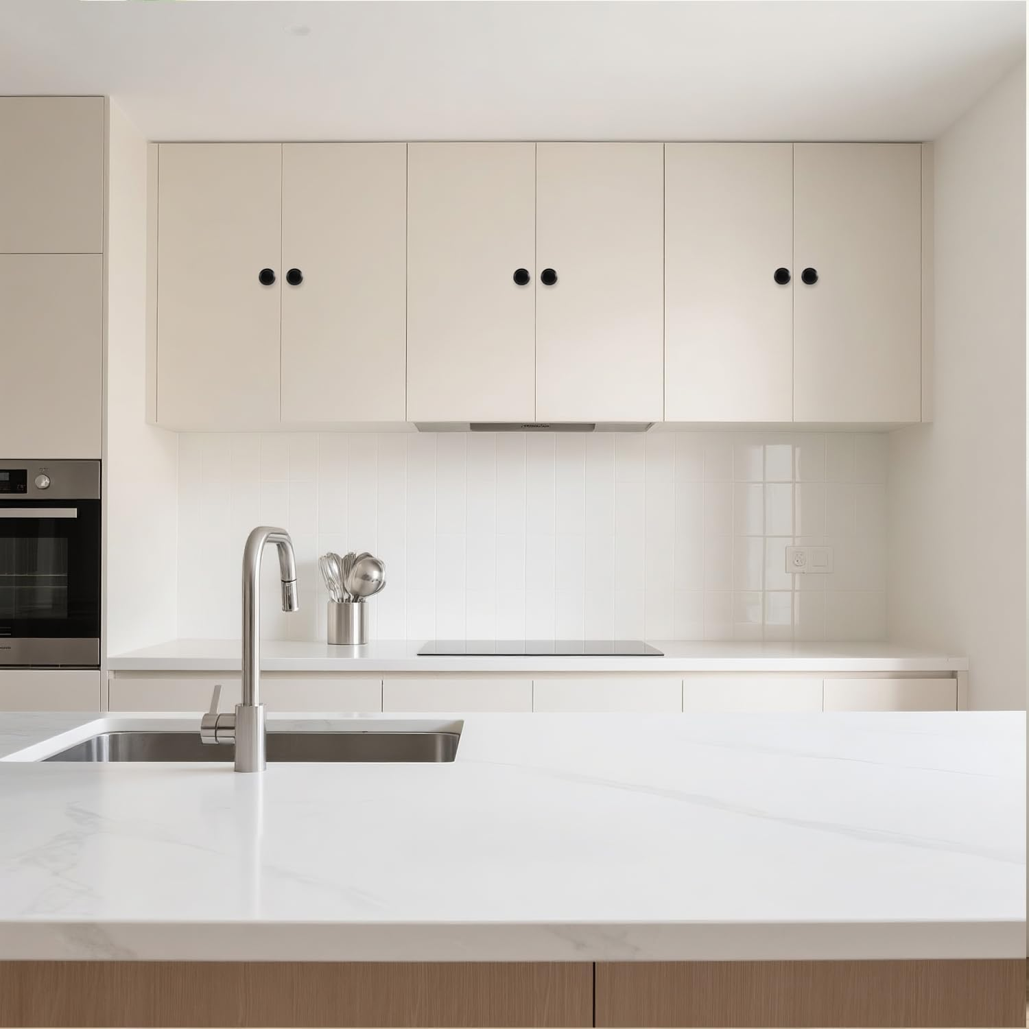 30 Pack Cabinet Knobs, 1-1/5 Inch Matte Black Drawer Knobs, Kitchen Cabinet Hardware & Pulls with Screws