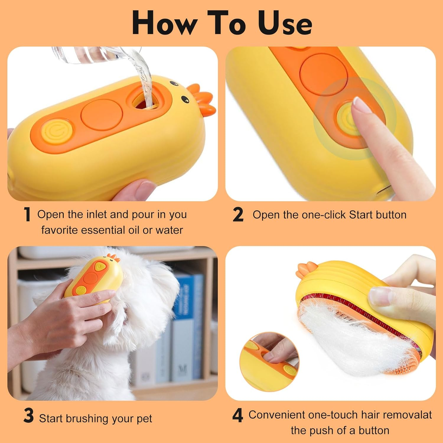 Idota 3-In-1 Cat Brush with Steam for Cats and Dogs, Cat Brush, Dog Brush, Steam Brush with Spray, Steamy Cat Brush, Self-Cleaning for Pet Care image number 2