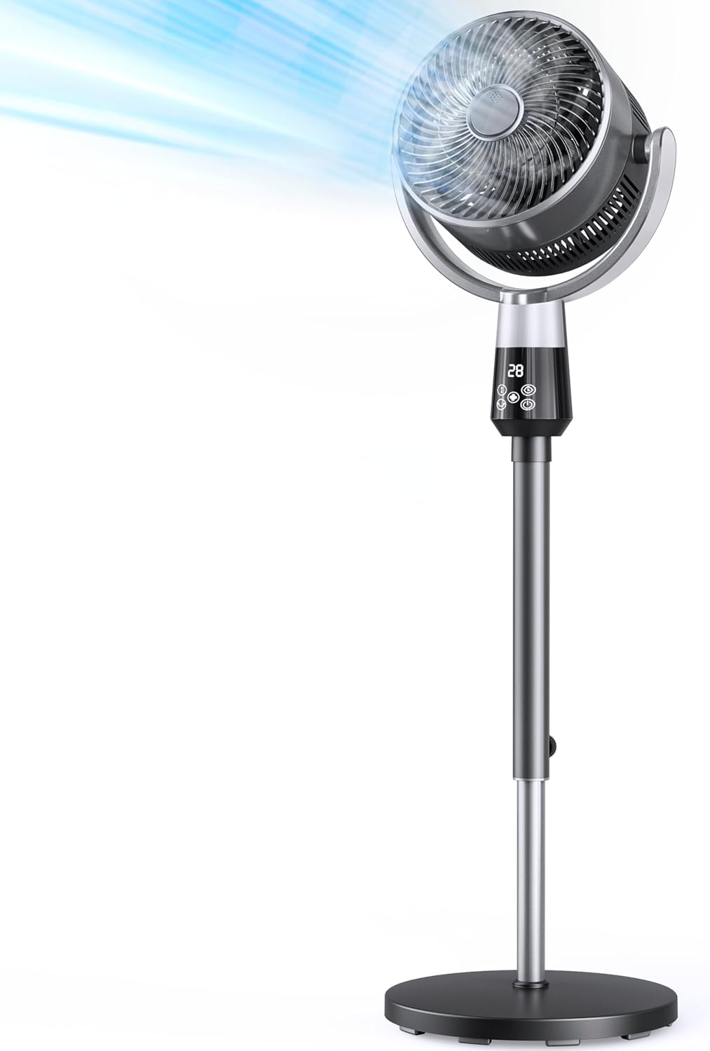 STORM HERO Pedestal Fan Air Circulator - 90&deg; Oscillating Standing Fans for Bedroom Home Office, 8 Speeds Air Circulation Floor Fan, Adjustable Height Silent Stand Tower Fan with Remote and 12H Timer image number 1