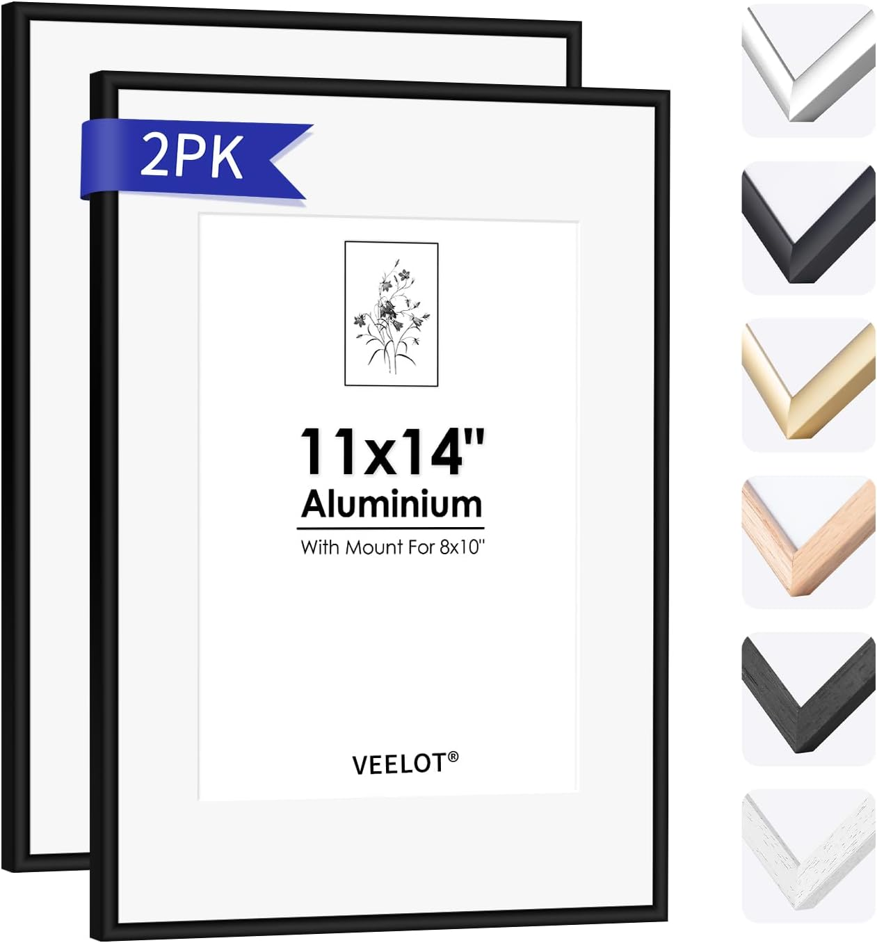 Picture Frame, Aluminium Photo Frame, Classic Minimalist Certificate Frame with Plexiglass, for Wall Mounting and Home Decoration