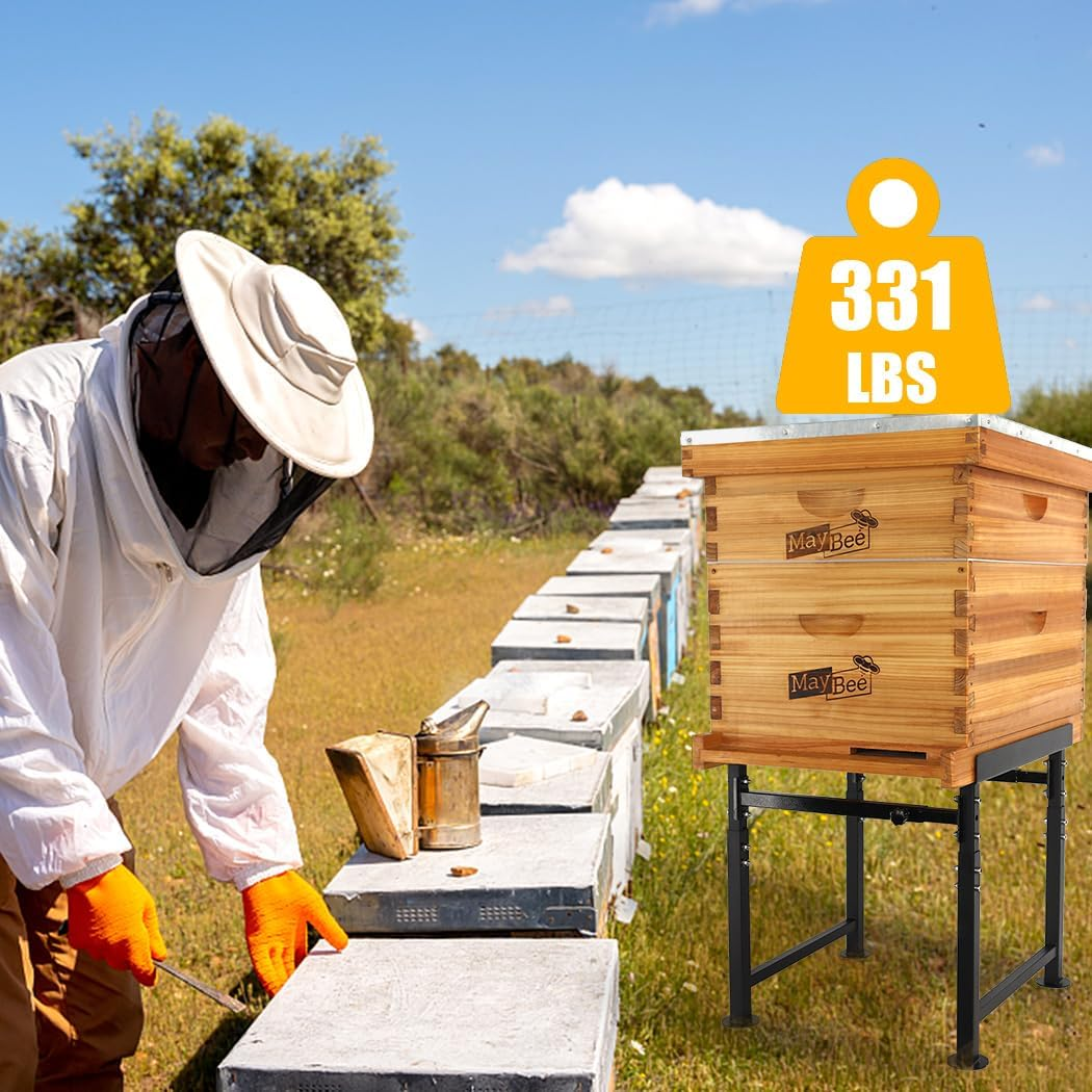 Maybee Adjustable Metal Bee Hive Stand, Adjustable Height(16.1&rdquo;-20.9&rdquo;) Hive Stand, Adjustable Width(15&rdquo;-19&rdquo;) Bee Hive Frame Stands Hive Stand Frame image number 4