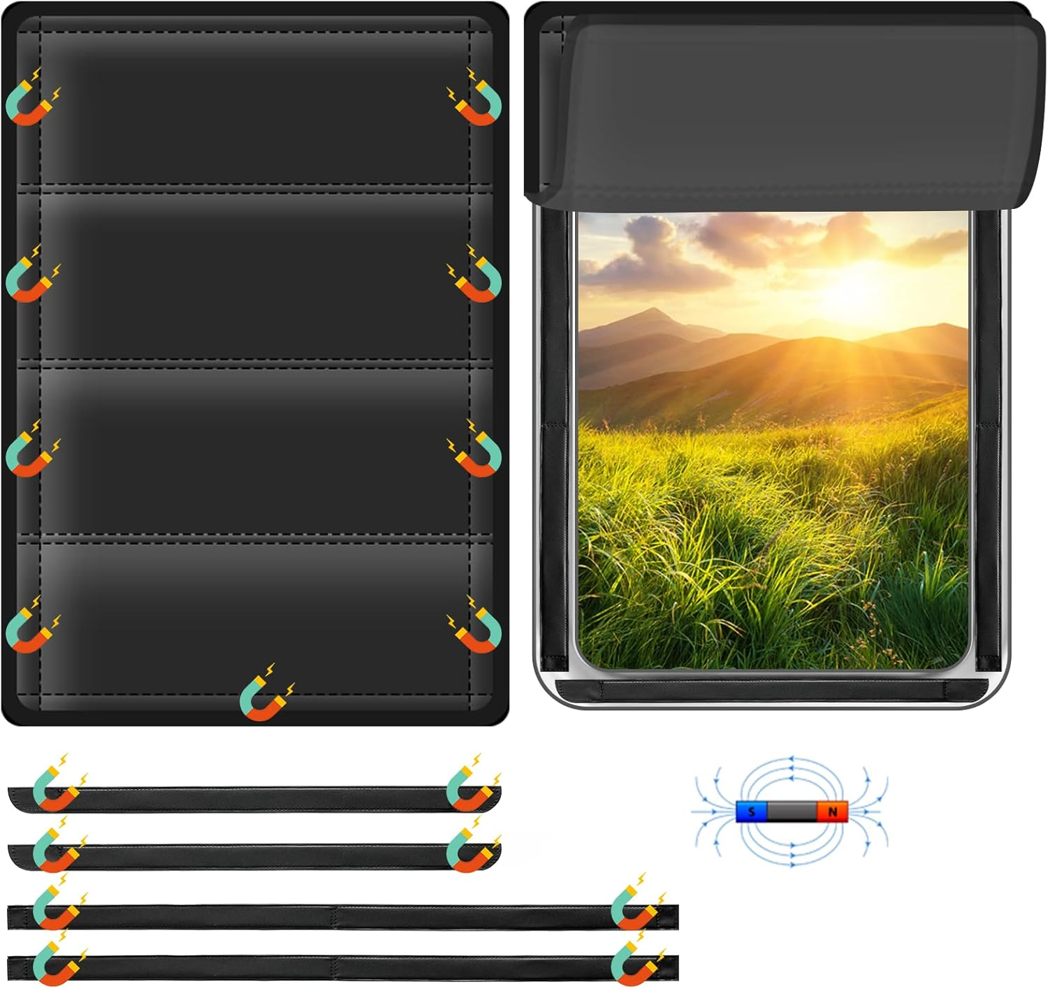 RV Door Window Shade Cover - Magnetic RV Blackout Window Cover with UV Protection and Privacy Features (25 * 16 In) Foldable Magnet Design, Waterproof Fabric, and Reflective Silver Coating image number 1