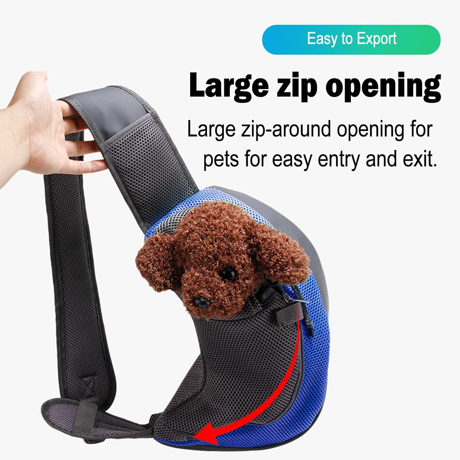 Gecheer Anti-Theft Shoulder Bags, Dog Carrier Bag for Pets, Shoulder Bag, Cross Body Back, Breathable Mesh, Safe for Small Dogs, Cats, Carry Bag, Bag (Blue) image number 2