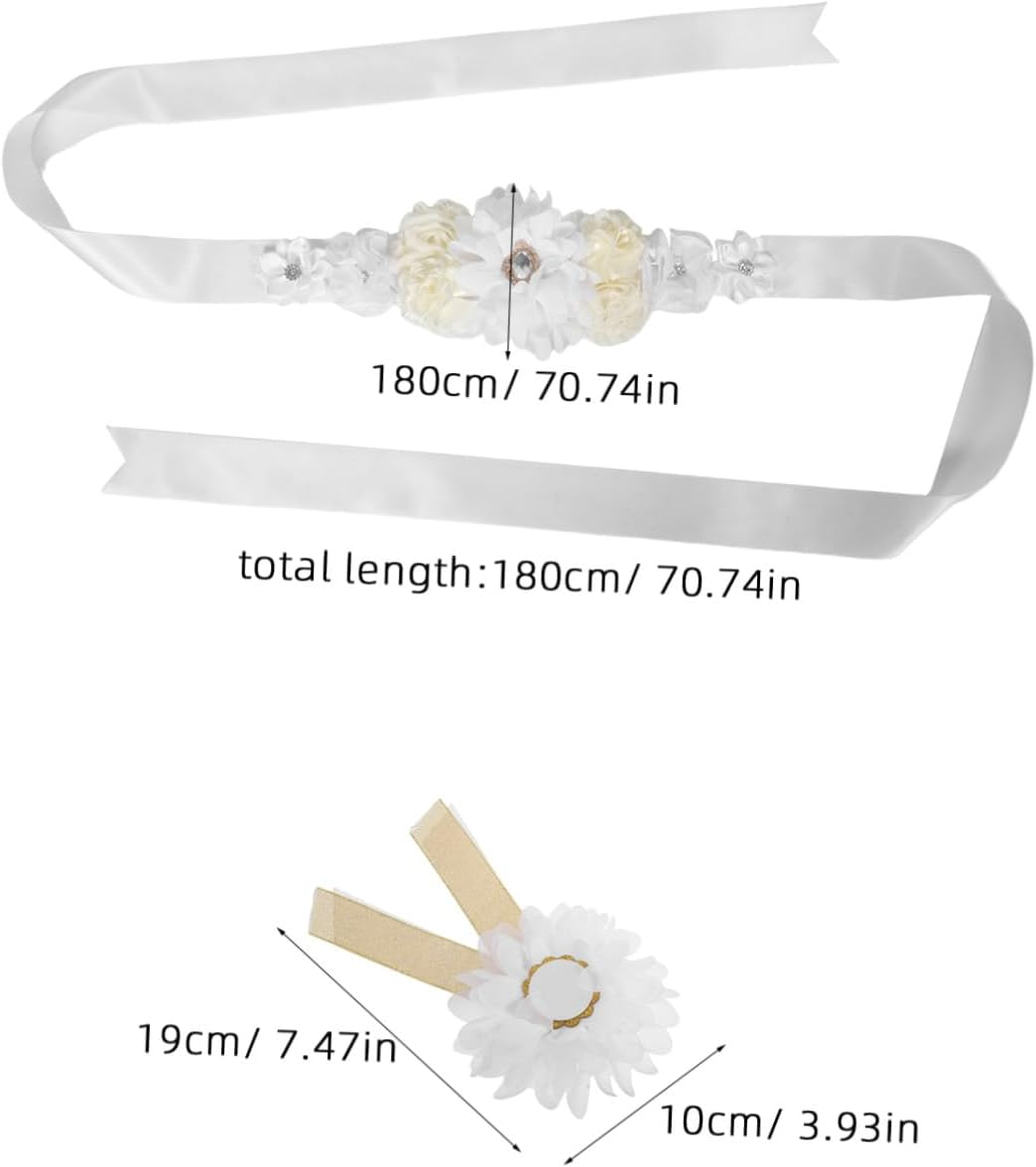 Garneck Adjustable Floral Maternity Sash Belt for Pregnant Women Breathable Soft Fabric with Back Support Stretchable Belly Band for Shower and Pregnancy Photography Props image number 4