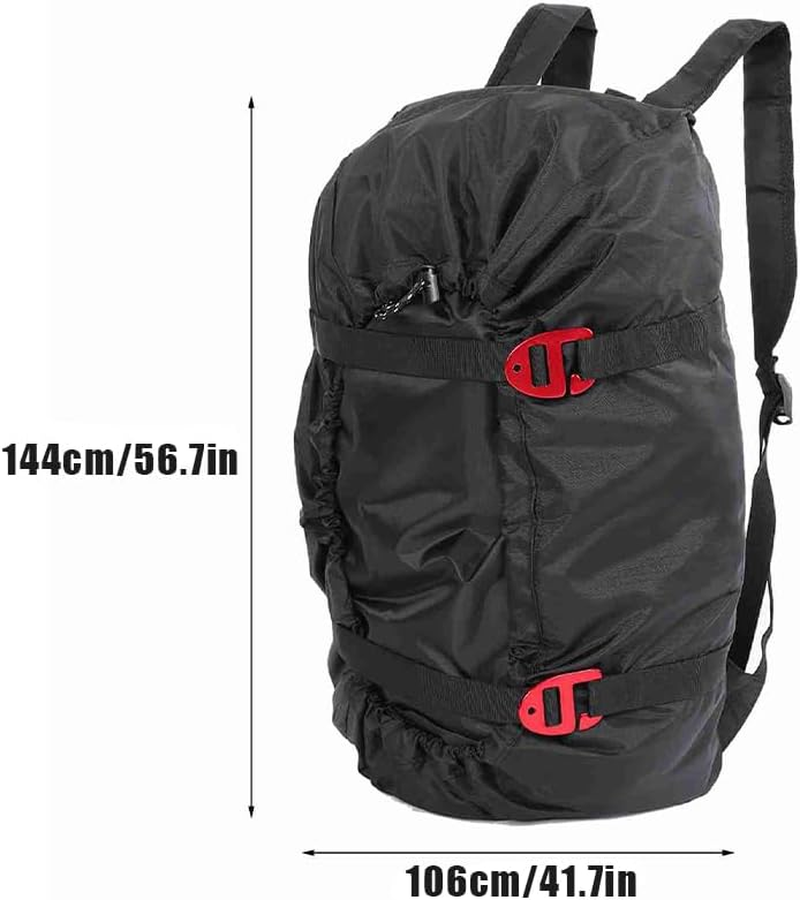 Rock Climbing Rope Bag, Arbor Rope Storage Bag Foldable Backpack with Large Rope Tarp Adjustable Shoulder Straps Waterproof Oxford Large Capacity Ultralight Outdoor Hike Gear Equipment(Black) - オレンジ image number 3