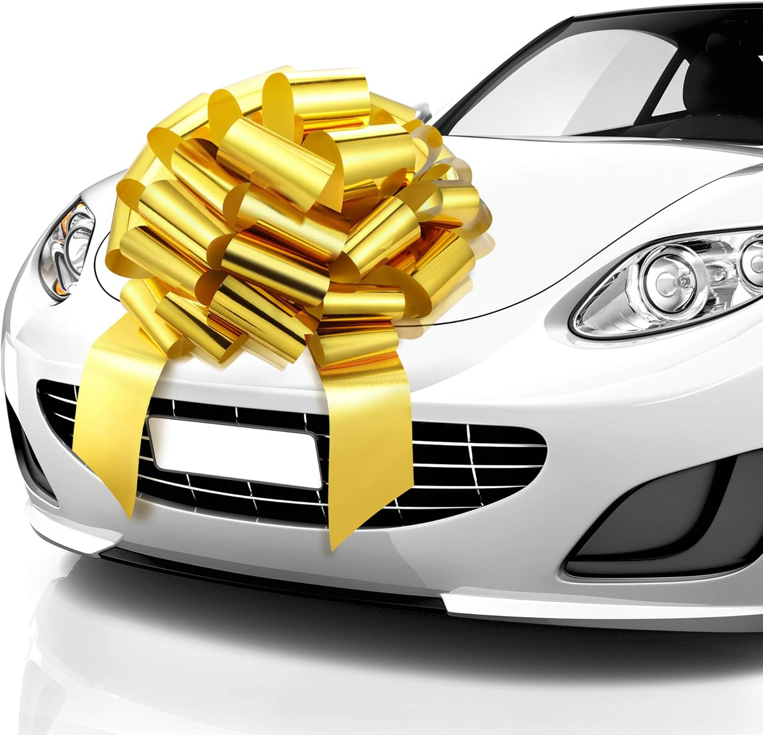 Zoe Deco - Big Car Bow - Metallic Red, 58 Cm - round Shape Gift Bows for Birthday, Christmas, Wedding Reception, Surprise Party - Large Gift Wrapping for Huge Present image number 1