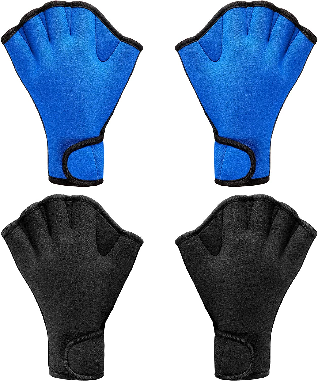 2 Pairs Swimming Gloves Aquatic Swim Training Gloves Neoprene Gloves Webbed Fitness Water Resistance Training Gloves for Swimming Diving with Wrist Strap