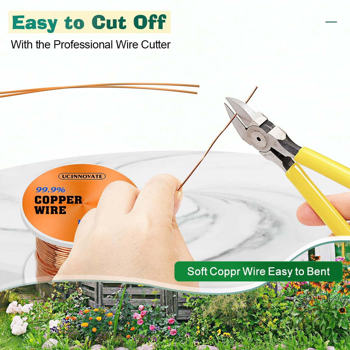 UCINNOVATE 99.9% Copper Wire, 16 Gauge Pure Copper Wire for Jewelry Making, 66FT 1.3Mm Diameter Solid Bare Copper Wire for Electroculture Gardening, Soft Copper Wire 16 Gauge for Craft 1/2 Lb Spool image number 1