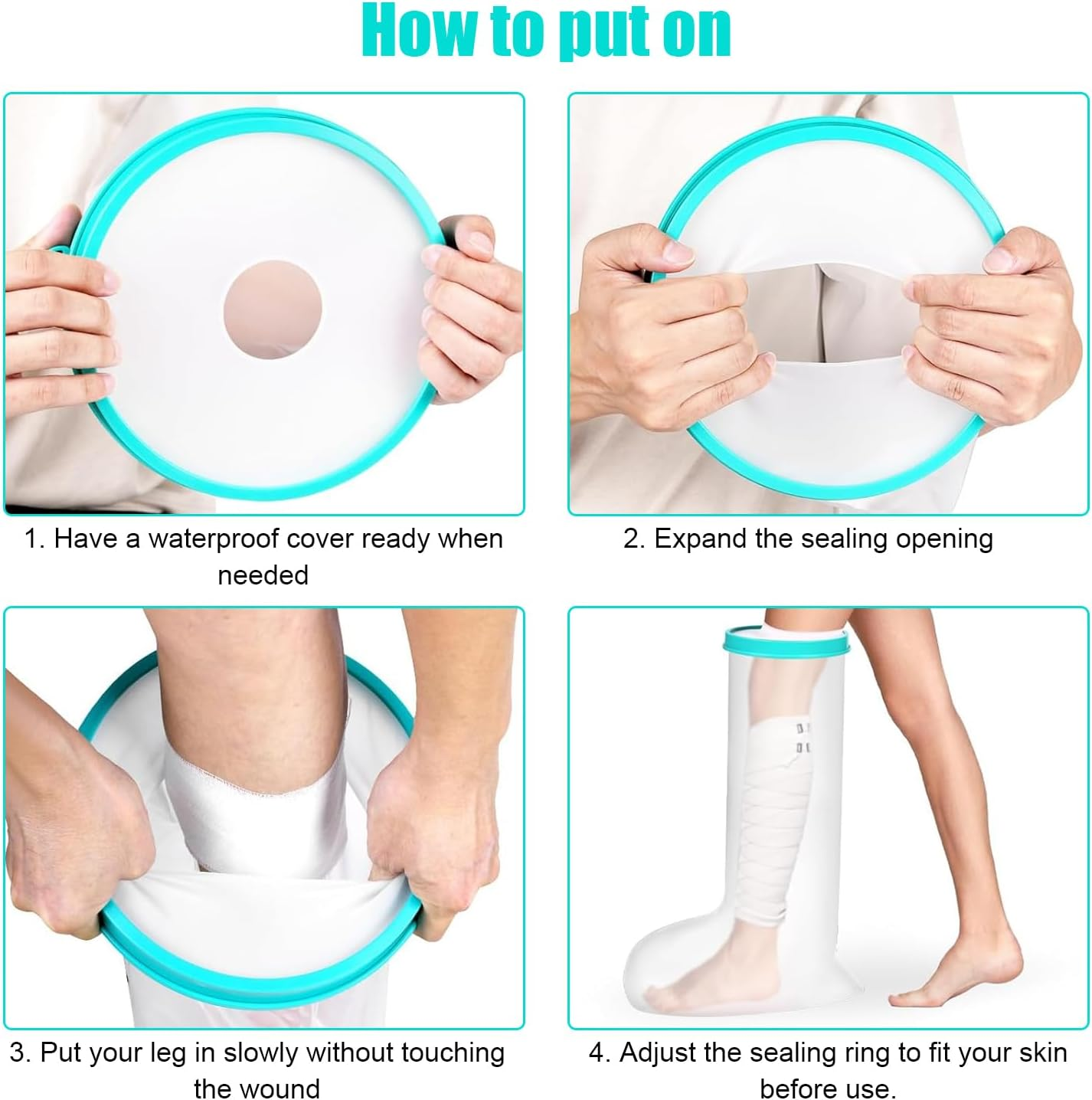 Waterproof Leg Cast Cover for Shower Bath, Adult Full Leg Cast Shower Cover, Reusable. Provides Waterproof Protection for Knees, Feet, Ankle Wounds and Burns. 76 Cm X 45 Cm image number 5