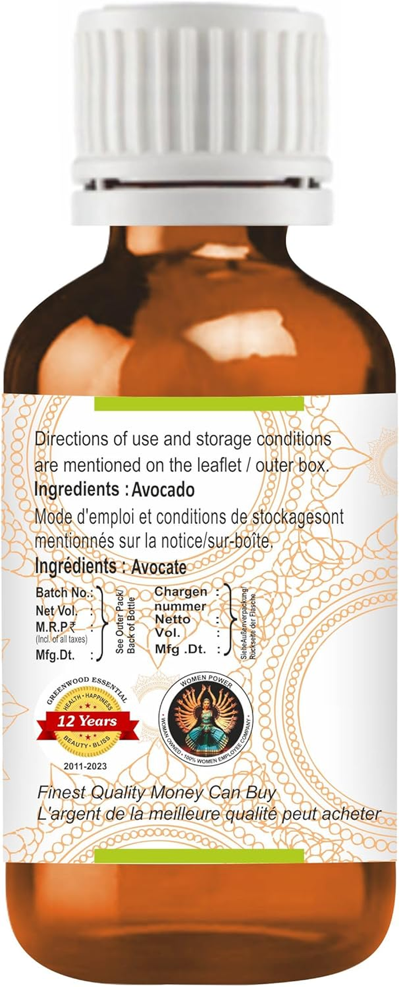 Greenwood Essential Pure Avocado Oil (Persea Americana) Cold Pressed for Personal Care (Pack of Two) 100Ml X 2 (6.76Oz) image number 1