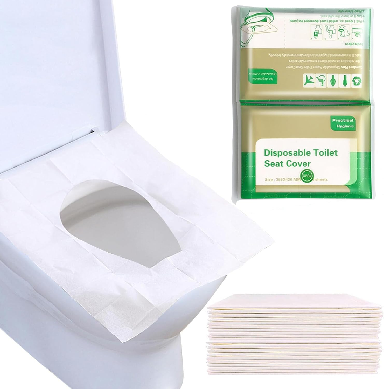 Toilet Seat Covers Disposable, 60Pcs Flushable Travel Disposable Toilet Seat Covers for Adults Kids Potty Training, Travel Essential Accessories for Airplane, Road Trips, Camping image number 3