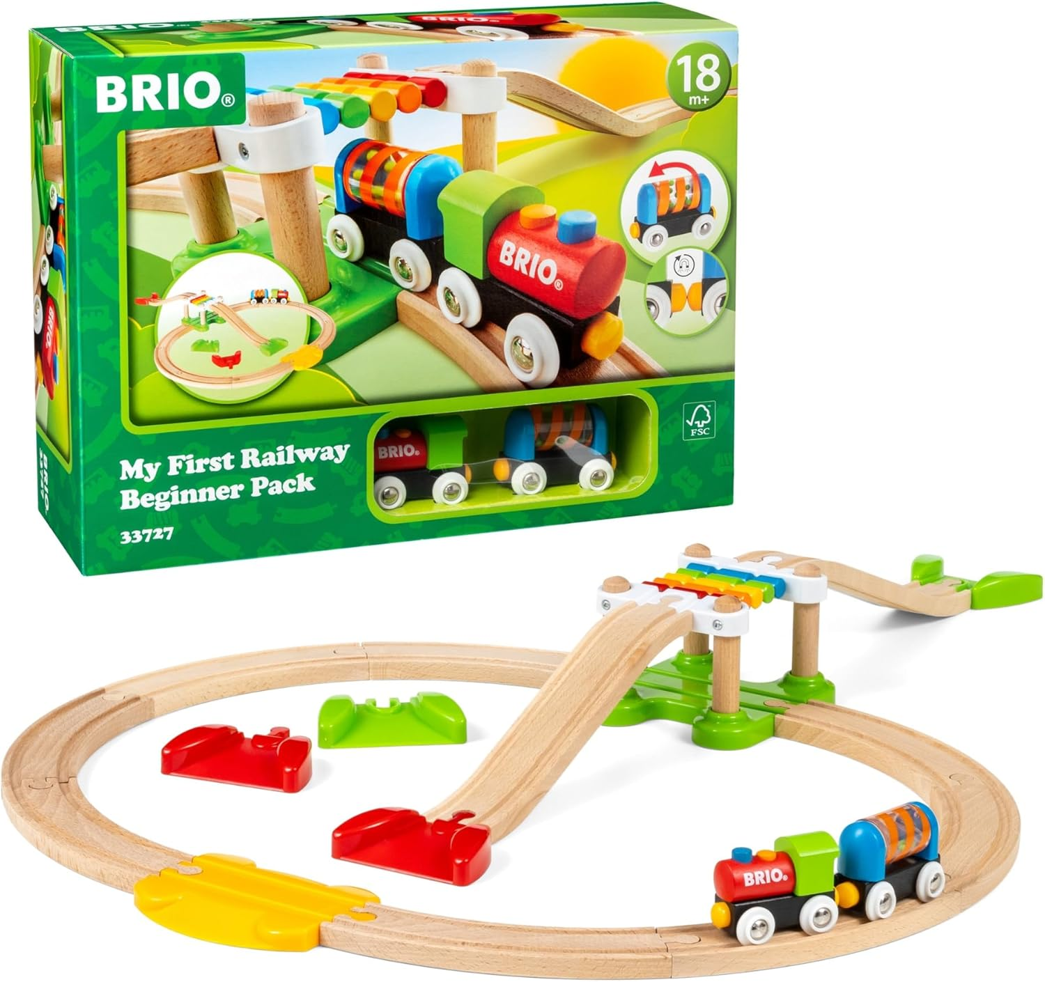 BRIO 33727 My First Railway Beginner Pack &ndash; 18-Piece Wooden Train Set for Toddlers, Starter Track & Engine Set, Early Learning & Role Play Toy, Age 3 Years+ image number 3