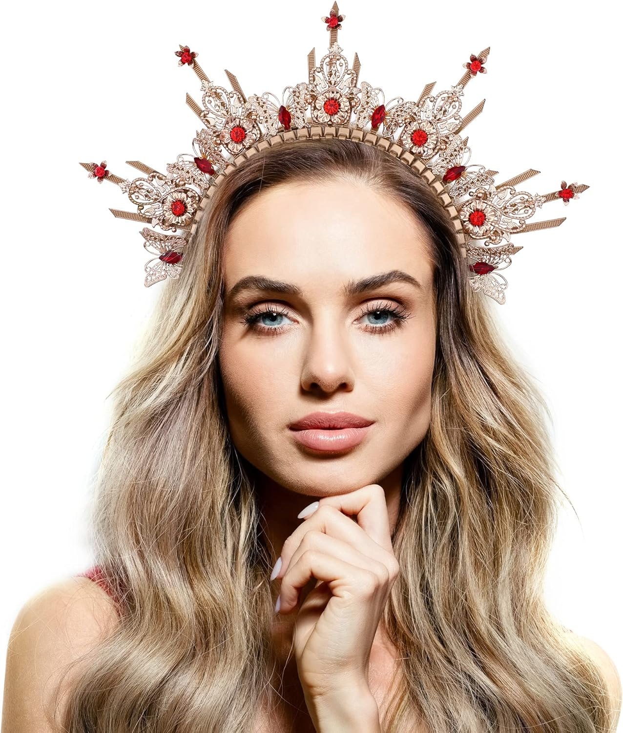 Partyforu Goddess Halo Crown for Halloween, Butterfly Halo Headpiece for Renaissance Women Cosplay Photo Shoots image number 6