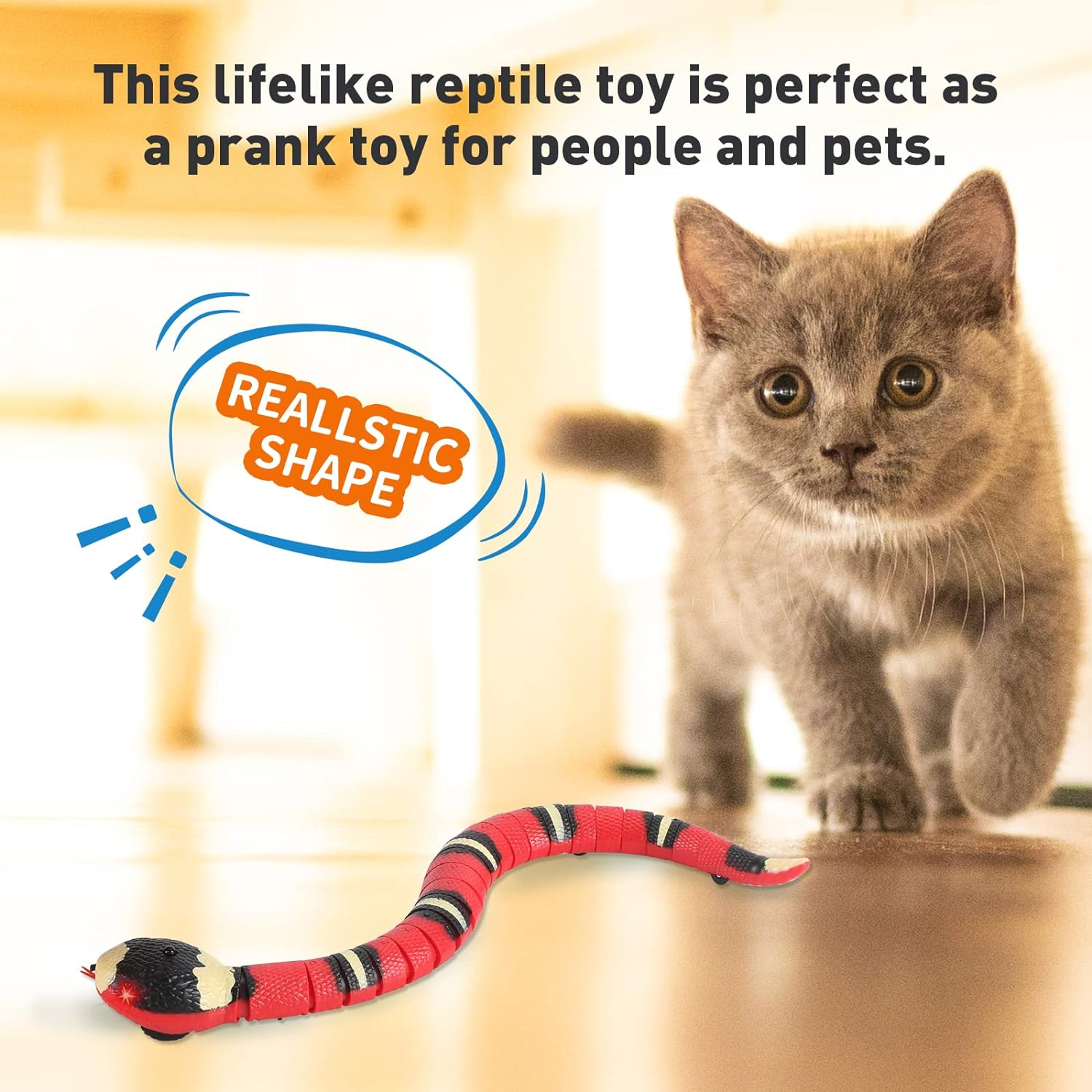 Interactive Cat Toy - Realistic Smart Sensing Snake, USB Rechargeable, Automatic Obstacle Detection and Escape, Electric Tricky Toy for Indoor Cats and Dogs (Pink) image number 6