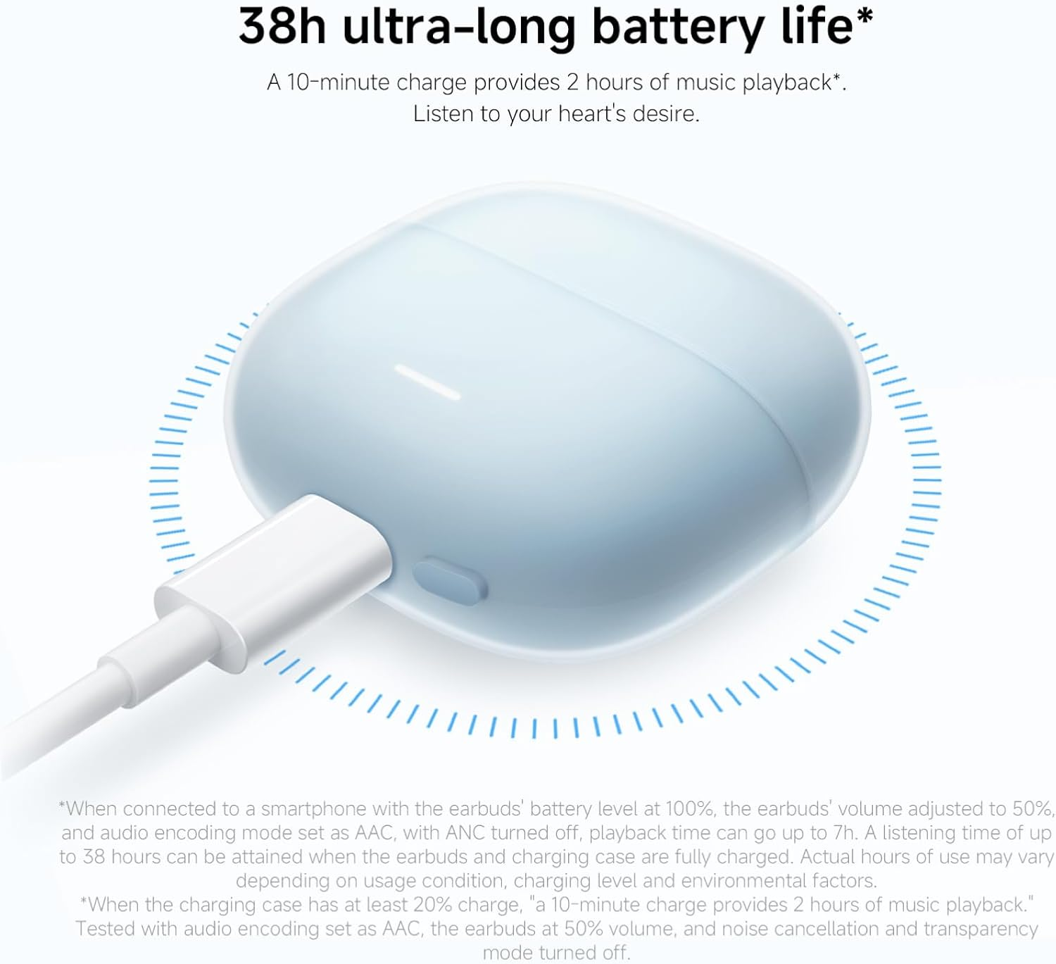 Xiaomi Redmi Buds 6 Lite Hybrid ANC Wireless Earbuds, Active Noise Cancellation up to 40 Db, 38 Hours Music Playback, Custom EQ Mode, Google Fast Pair Compatible, Fast Charging, Blue