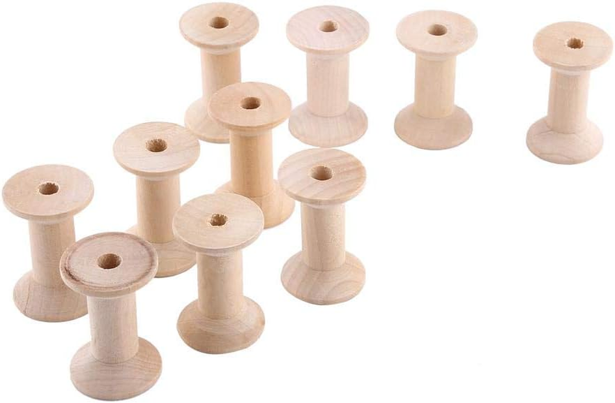 10Pcs Wooden Empty Spool 47Mm X31Mm Empty Thread Spools Wire Weaving Bobbins