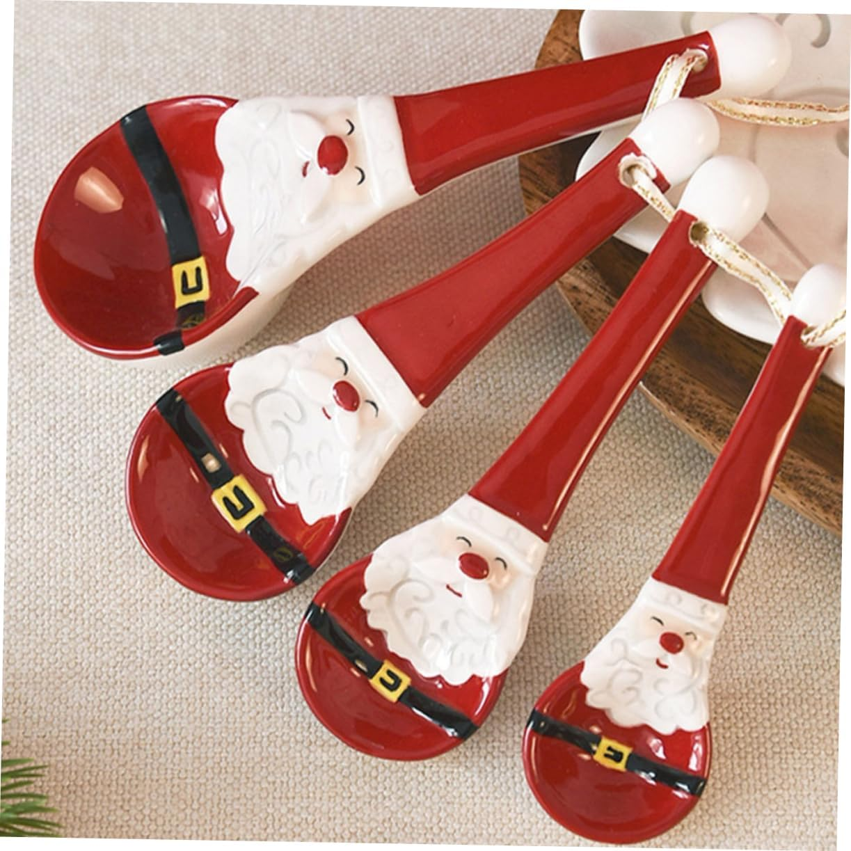 Christmas Santa Ceramic Measuring Spoons Baking Spoons for Salt Sugar Spices Festive Kitchen Essentials image number 4