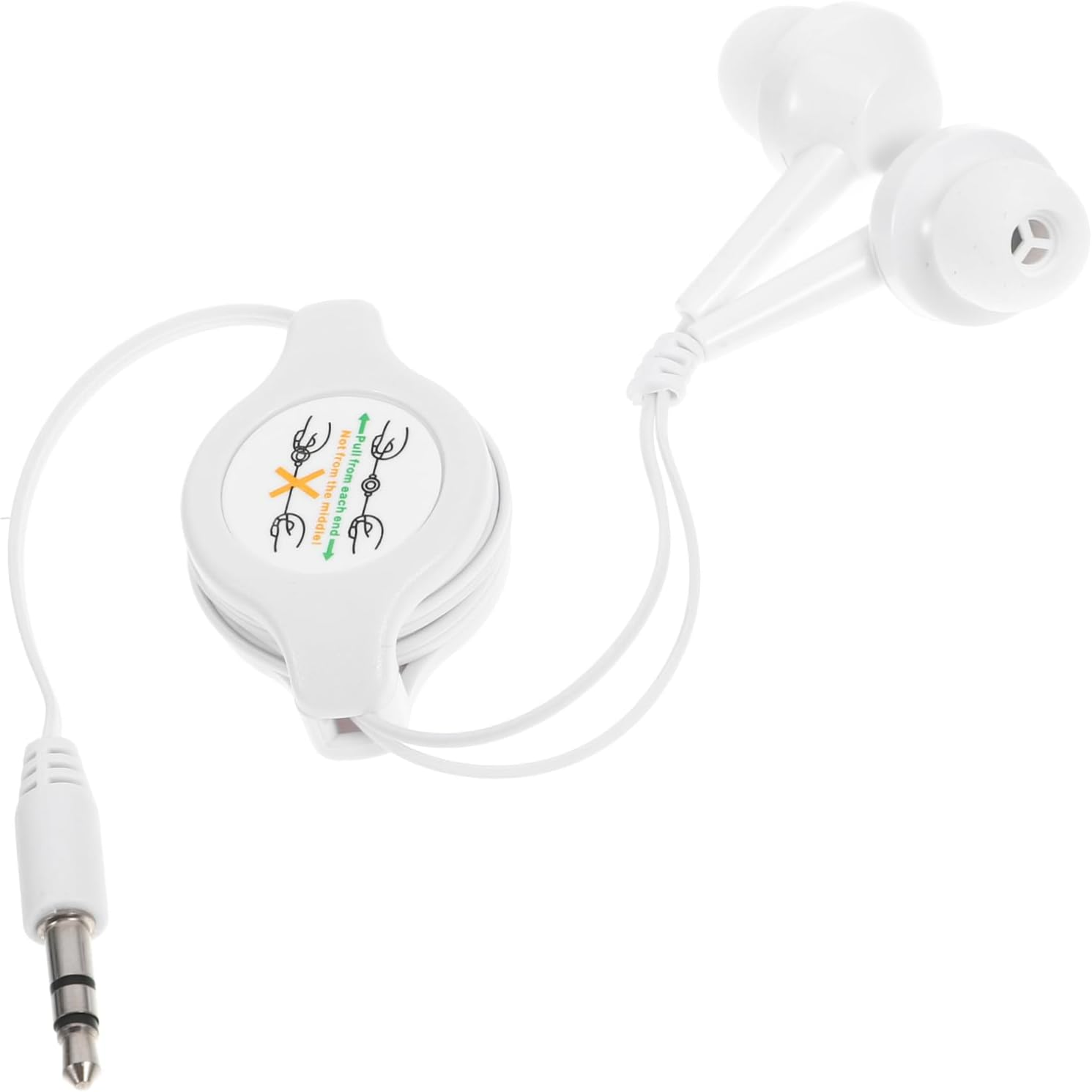 GAXIRE Retractable in Ear Earphones with Cushioned Comfort Lightweight Headphones for Portable Use Easy Storage Compatible with Players White Design