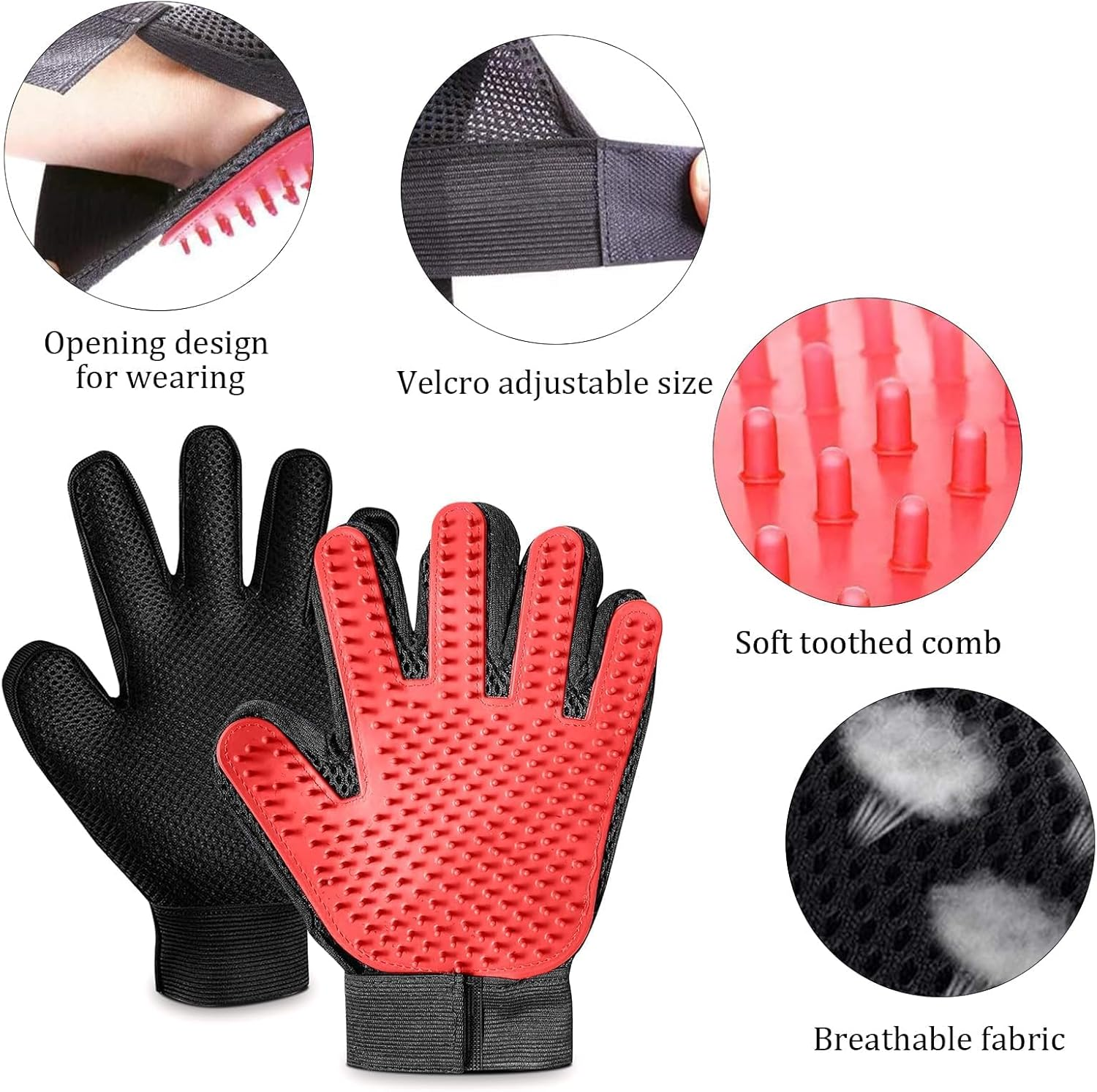 Pet Grooming Gloves, Grooming Glove for Cats, Dogs, Grooming Gloves, Massage and Pet Hair Removal image number 5