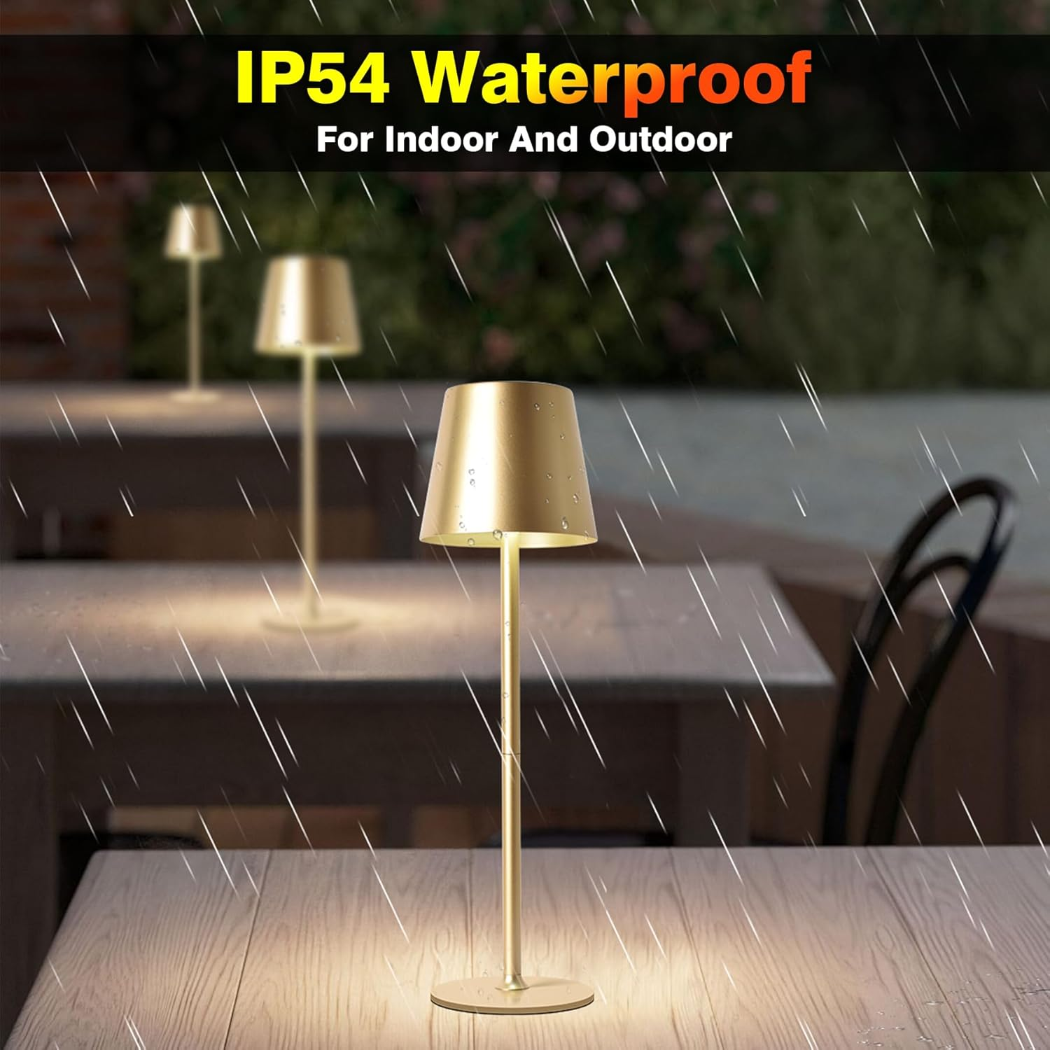 LED Table Lamp, Dimmable LED Battery Table Lamp Wireless, with 6000 Mah Battery, Rechargeable Table Lamp with USB, 3 Light Modes for Bedroom, Living Room, Dining Room, Bar, Gold, Large - 1 Piece Golden image number 4