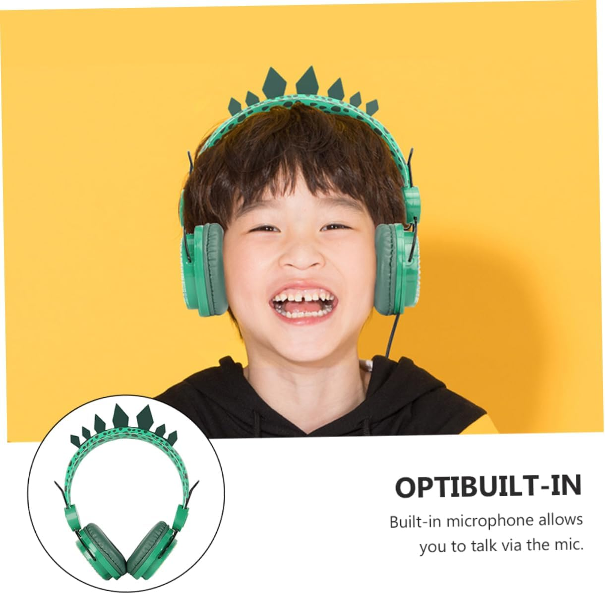 POPETPOP Children'S Headset with Mic Dinosaur Over-Ear Headphones for Boys and Girls Green Cartoon Design Safe Volume Control for Tablets and Computers image number 6