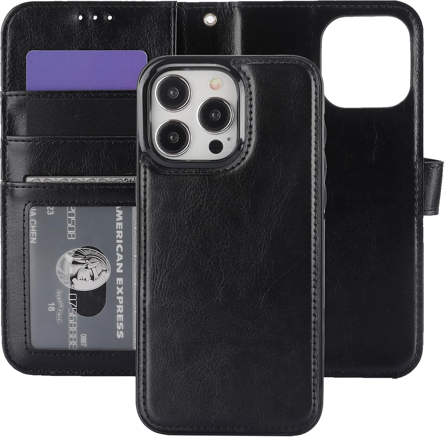 Bocasal Detachable Wallet Case for Iphone 15 Pro Max RFID Blocking Card Slots Holder Premium PU Leather Magnetic Kickstand Shockproof Wrist Strap Removable Flip Protective Cover 5G 6.7 Inch (Red)