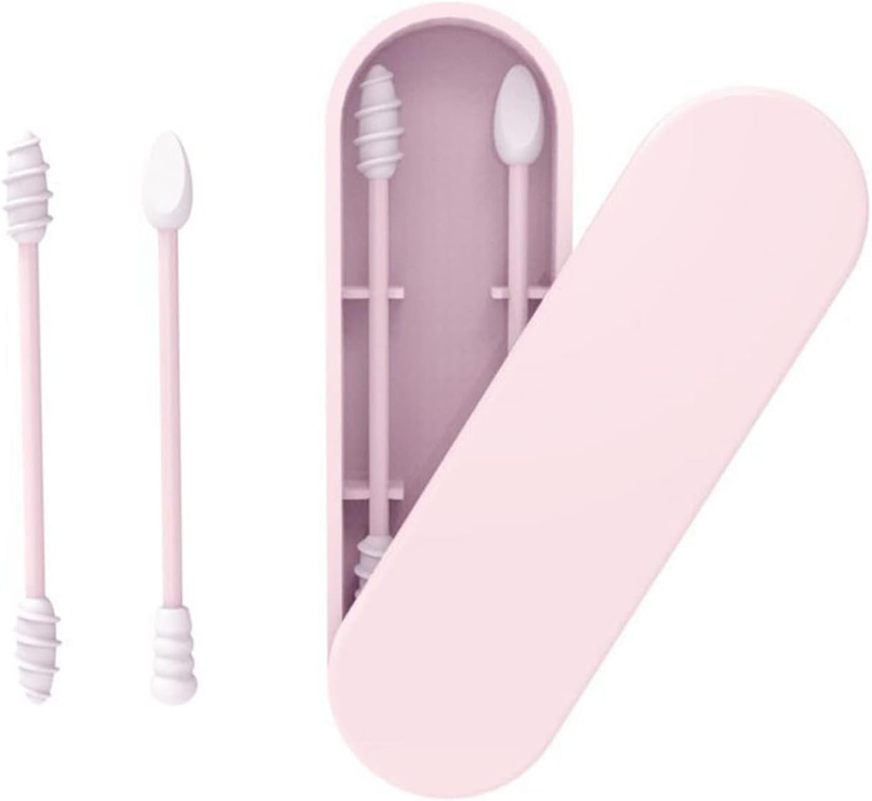 Silicone S Stick Reusable Portable and Cleanable Ear Q-Tip Rough Friction S for Ear Cleaning Makeup 2Pcs Pink image number 4