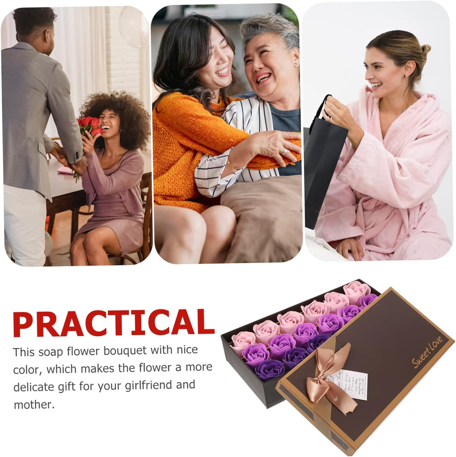 Healvian Simulated Rose Soap Flower Box Box Preserved Rose Soap Bar Adornments Home Decorations for Bathroom Desk - Red image number 4