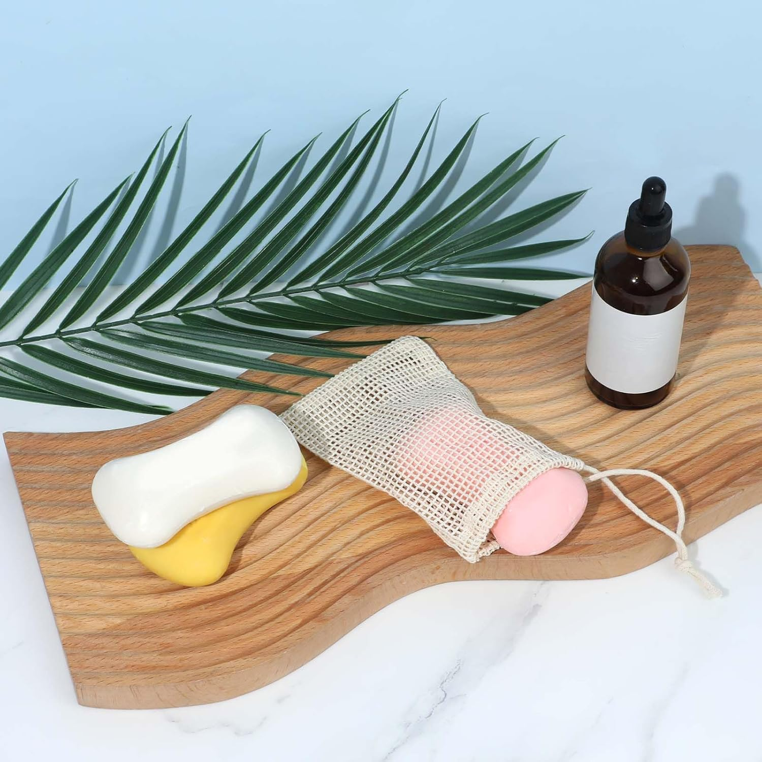 COMNICO 10 PCS Soap Bags Natural Sisal Soap Saver for Foaming and Drying Bubble Mesh Soap Scrubber Pouch Handmade Cotton Bag with Drawstring Body Facial Cleaning Bath Shower Tool image number 4