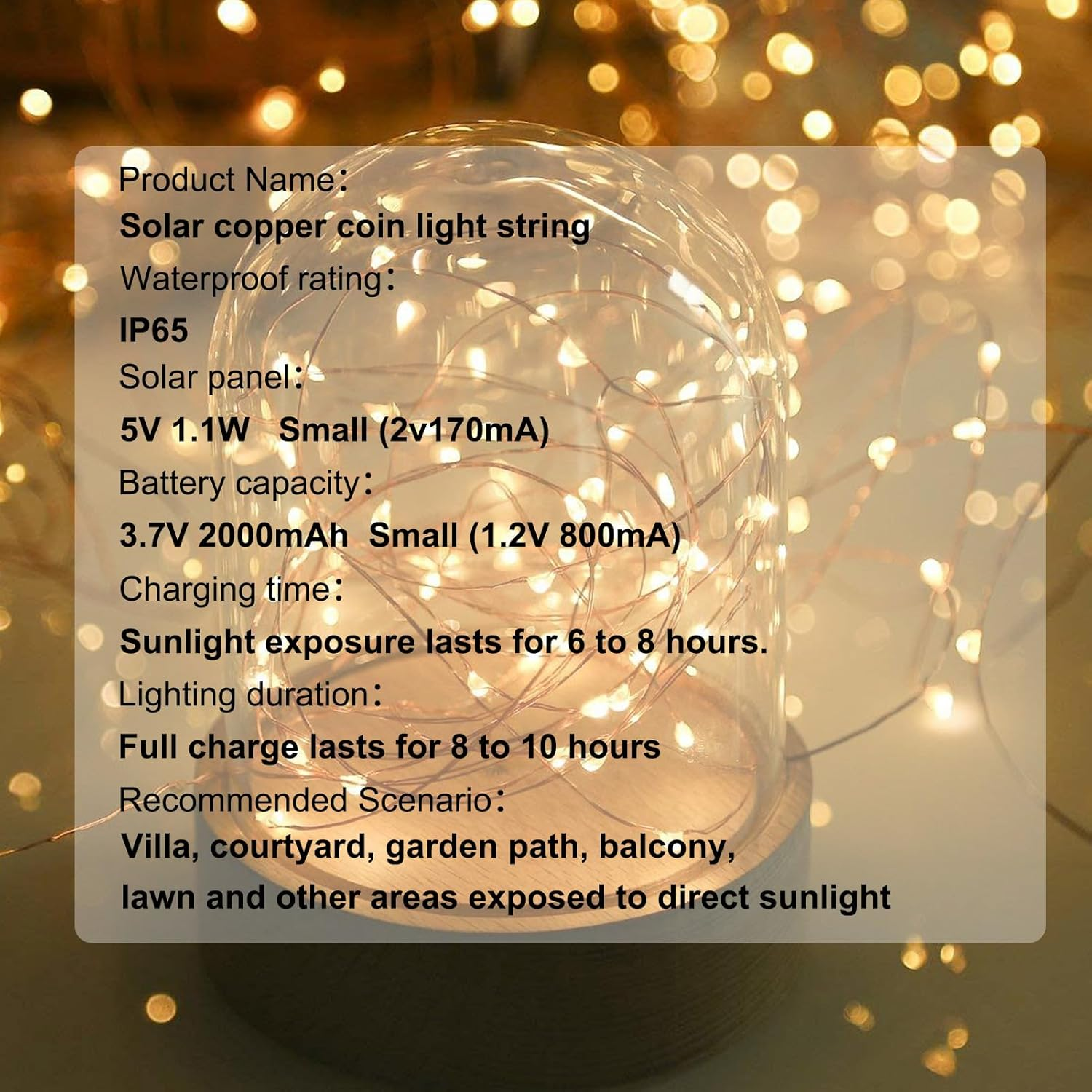 2 Pcs Solar Fairy Lights Outdoor, 12M 100 LED Solar String Lights with 8 Modes & IP65 Waterproof, Auto On/Off Garden Lights for Diwali Christmas Party Patio & Garden Decor (Warm White) image number 2