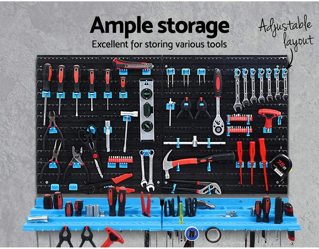 Wall Mount Tool Rack Organizer Garage Hardware with 50 Tool Holders 2 Peg Boards 2 Shelves GIANTZ image number 6