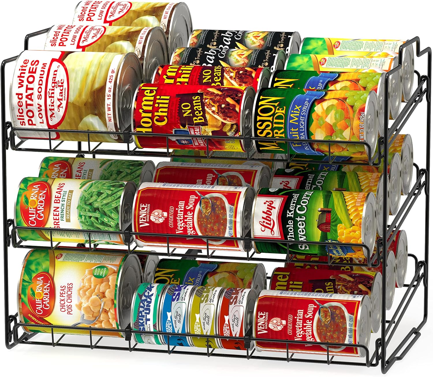 Decobros Supreme Stackable Can Rack Organiser, Chrome Finish