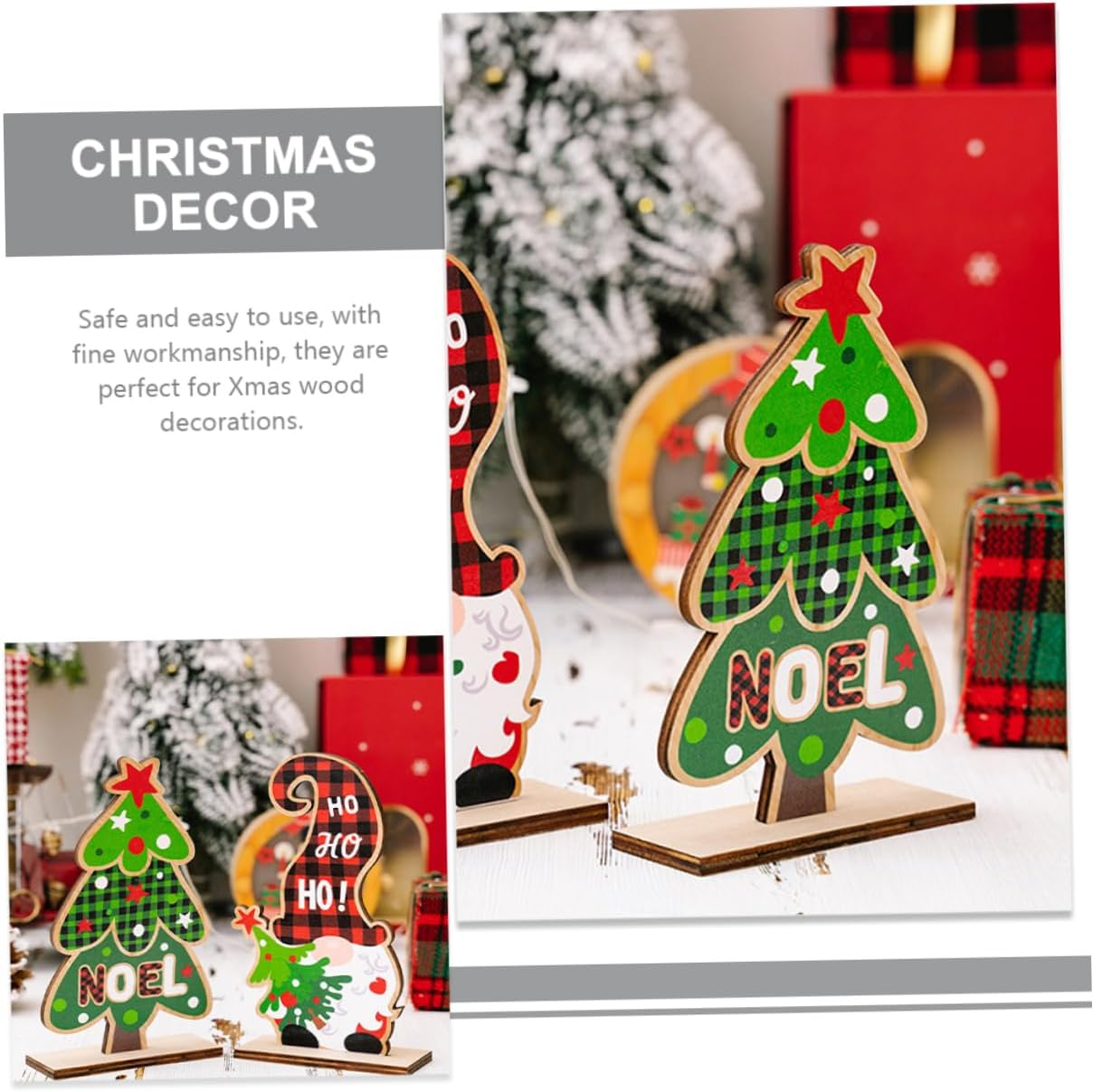 4Pcs Gnome Decorations for Christmas Tabletop Decor Christmas Hats Trees for Holiday Parties Crafts Home and Boys and Girls Room Decoration image number 5