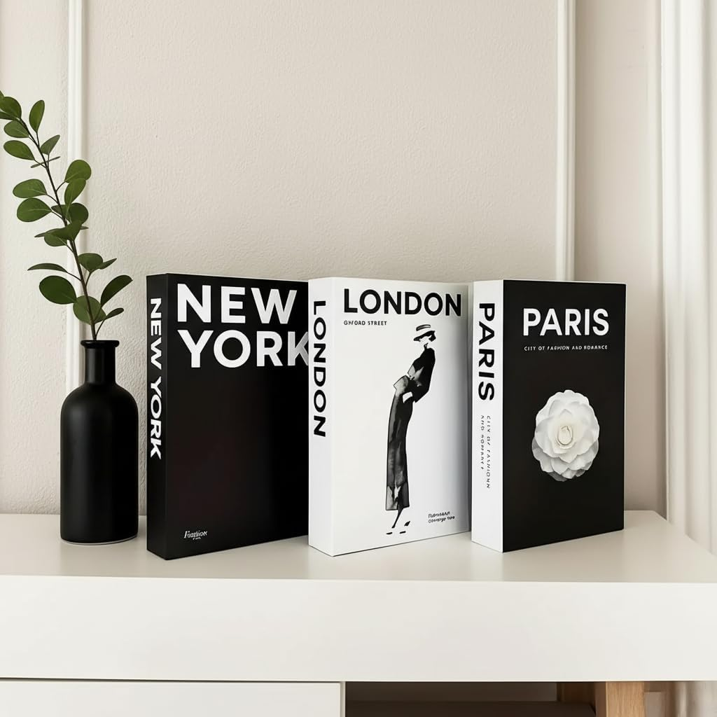 Decorative Books for Home Decor, Set of 3 Stylish Faux Books, DIY Books Stack for Coffee Table/Office/Shelf/Farmhouse/Living Room Decor, Modern Hardcover Stacked Display Books image number 3