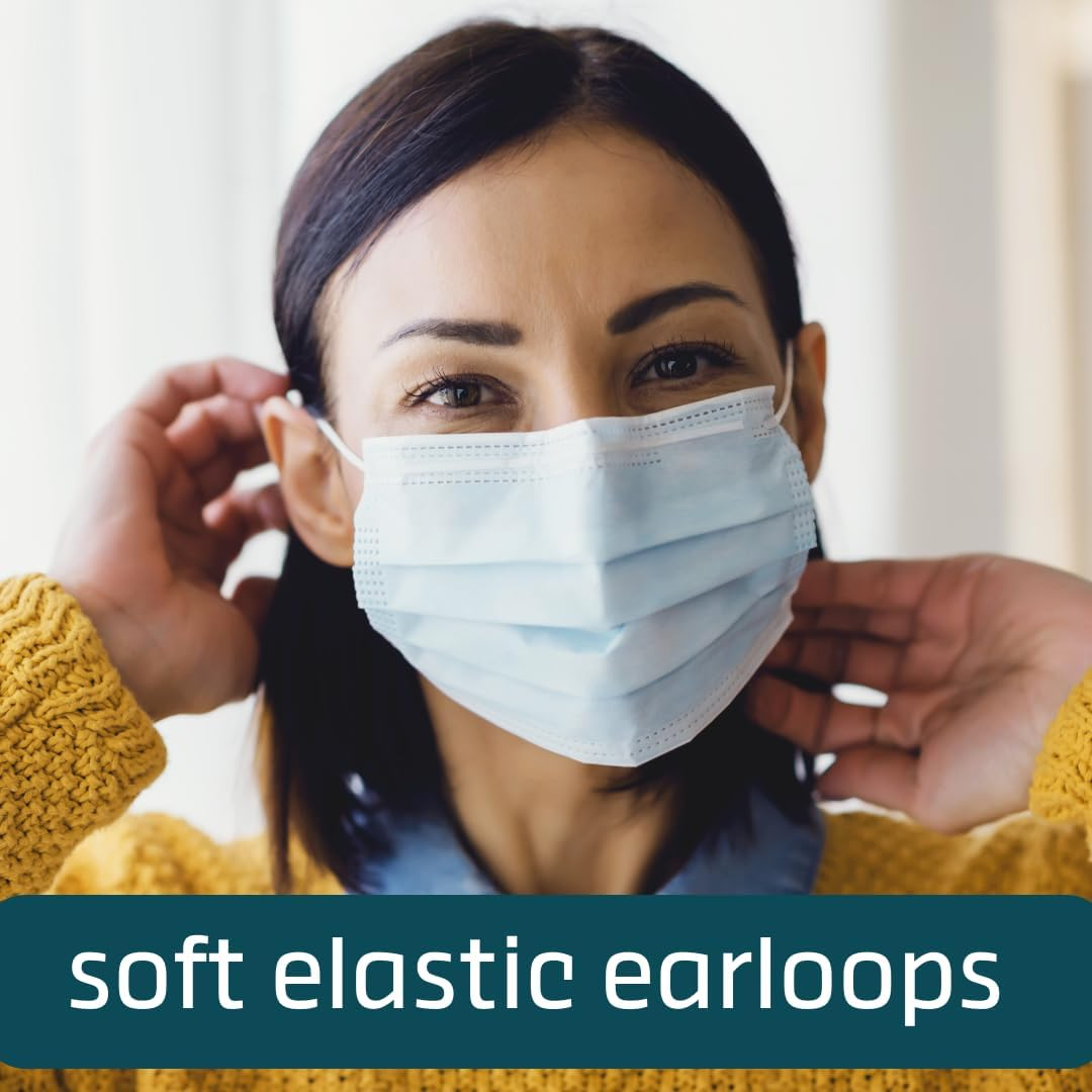 Shield Right Level 2 Surgical Face Masks 50 Pack &ndash; 3-Ply Disposable Masks with Latex-Free Earloops and Adjustable Nose Bridge image number 2