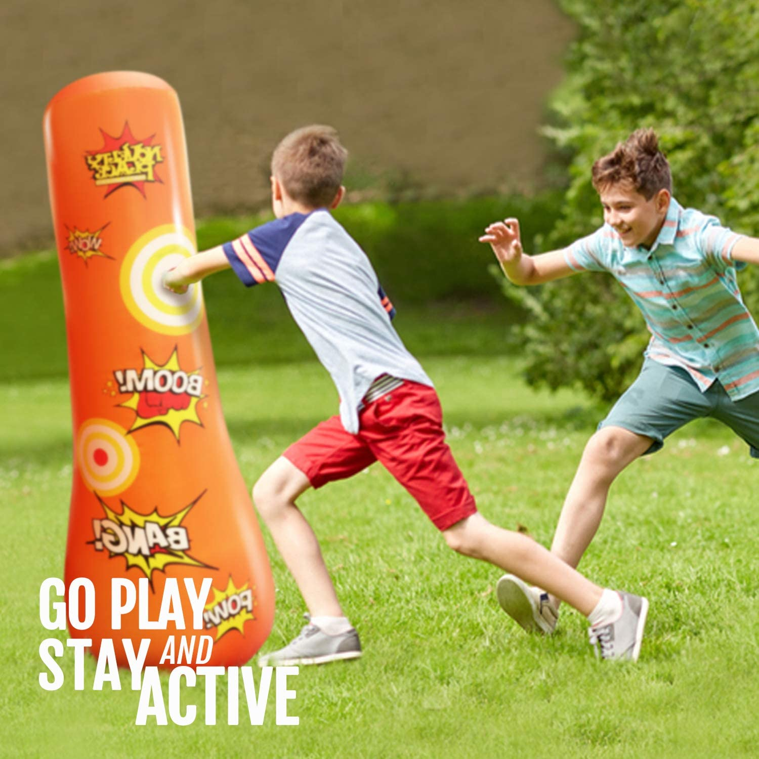 Novelty Place Kid'S Inflatable Punching Bag - 4 Feet Tall Free Standing Buddy - Hit & Bounce Back Air Bop Toy Fun for All Ages Boys Girls Fitness & Stress Relief image number 2