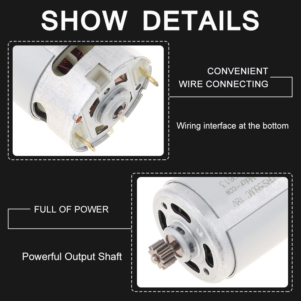 Chgimposs RS550 25V 19500 RPM DC Motor with Two-Speed 12 Teeth and High Torque Gear Box for Electric Drill/Screwdriver
