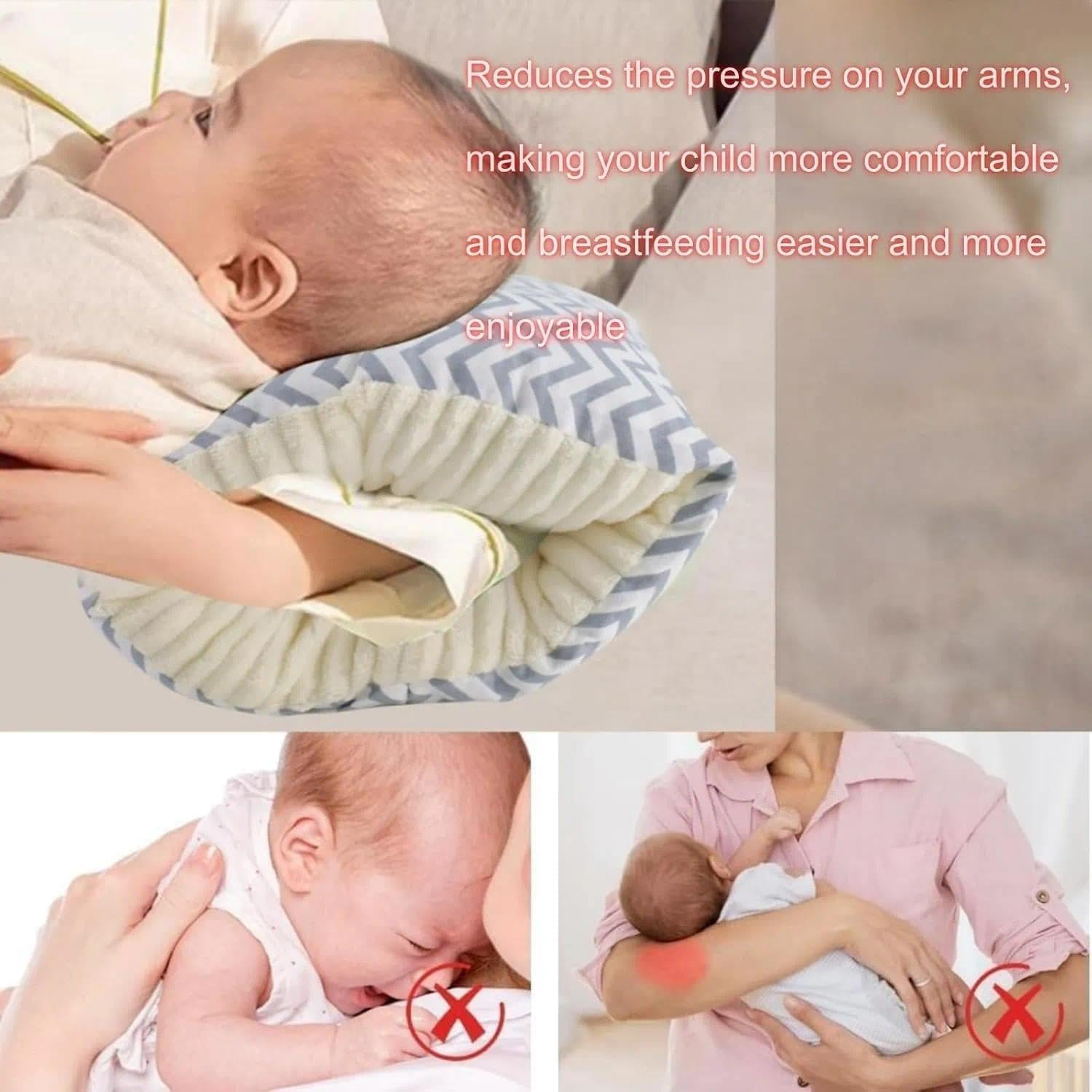 Baby Arm Pillow - Soft & Ergonomic Cotton Pillow for Breastfeeding, Compact and Portable, Perfect for Travel, Compatible with Newborns - Leralsta image number 2
